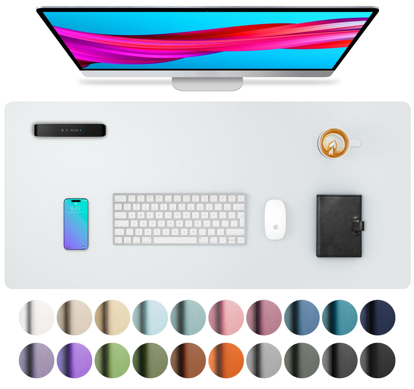 Aothia Leather Office Desk Pad Protector, Non-Slip PU Leather Desk Blotter, Waterproof Laptop Writing Mouse Pad for Office and Home, Black, 31.5" x 15.7"