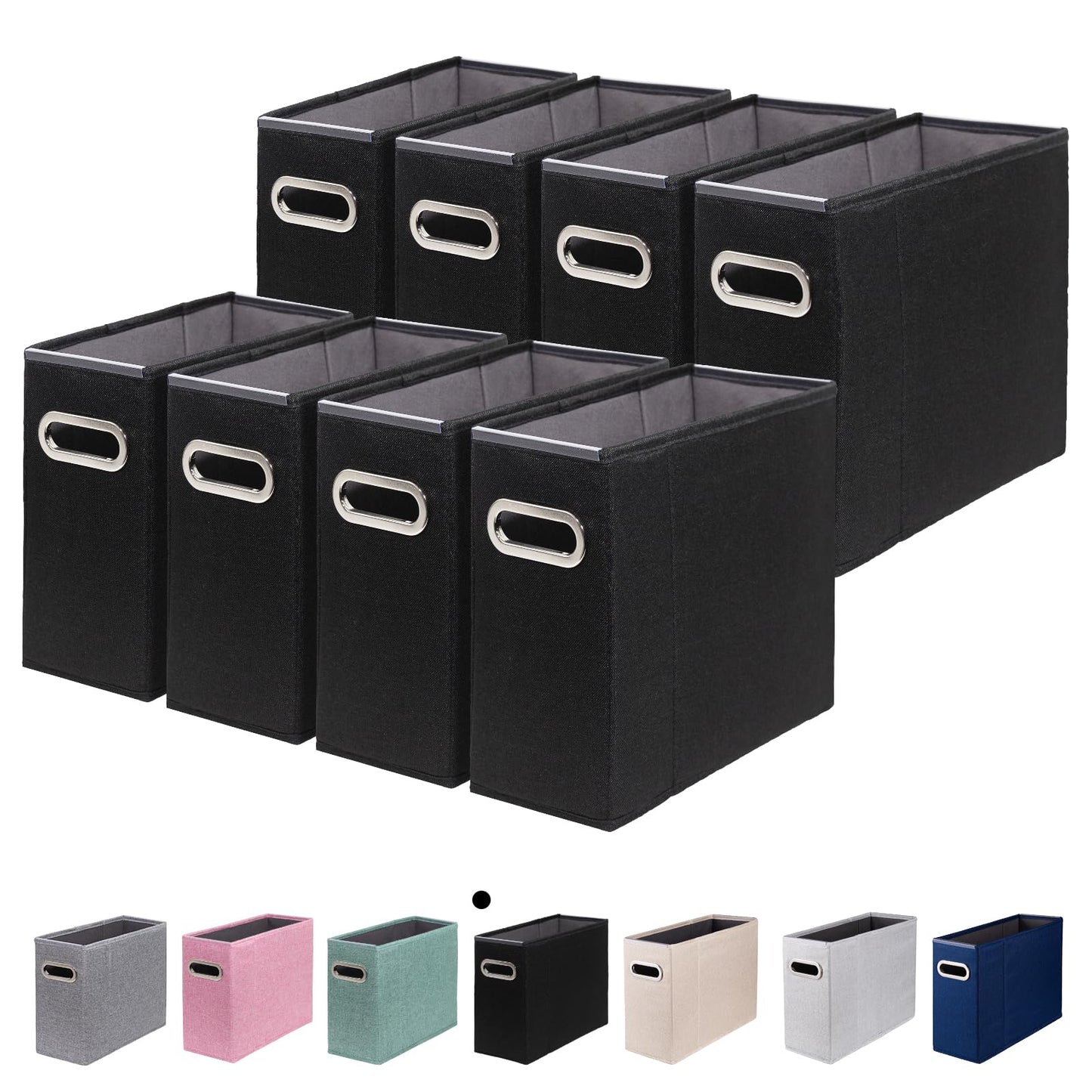 4 Packs Letter Size File Organizer, File Folders Organizer, Fabric Storage Box, Collapsible Paper Organizer with Metal Handle, Smooth PVC Rails, Only Box (Beige)