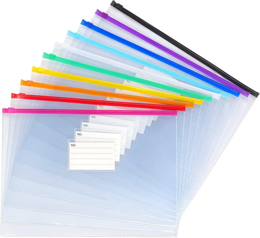 Tamaki 10 Pack Plastic Envelope, Files Zipper Folders, 13 x 9.25 Inch | Poly Zip Envelop A4 Size/Letter Size