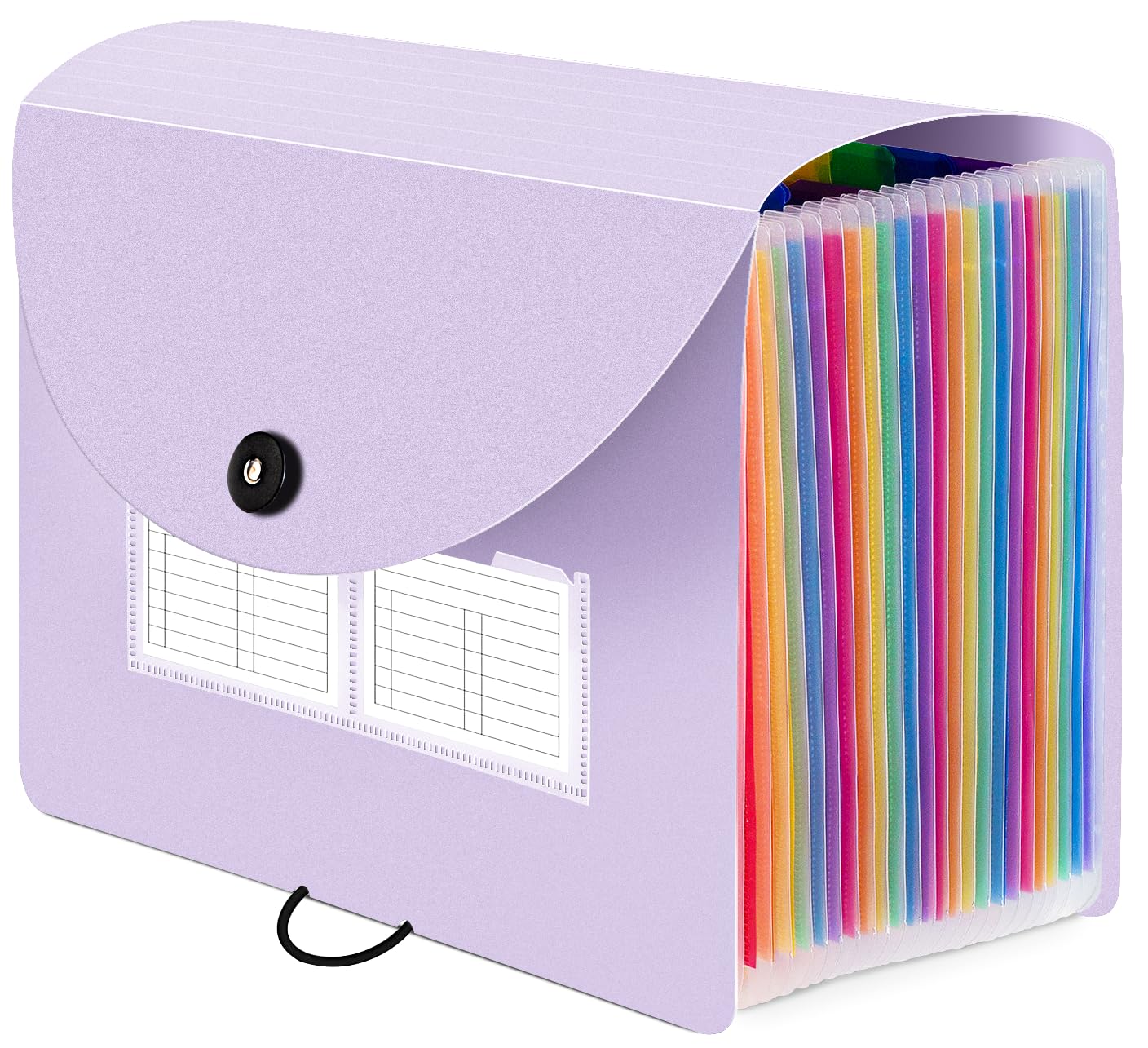 Sooez 24 Pockets Expanding File Folder, Accordion File Organizer, Letter/A4 | Expandable Cover, Desktop Accordion Folders Letter A4 Paper Document Storage Organizer, Black