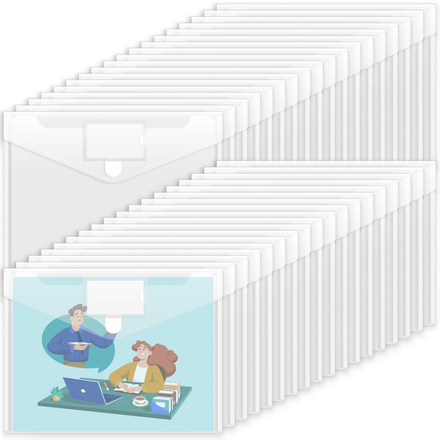 Sooez 10 Pack Plastic Envelopes File Folders, Clear Folder for Document US Letter A4 Size Poly Envelopes with Label Pockets for School Home Work Office Organizer, Clear