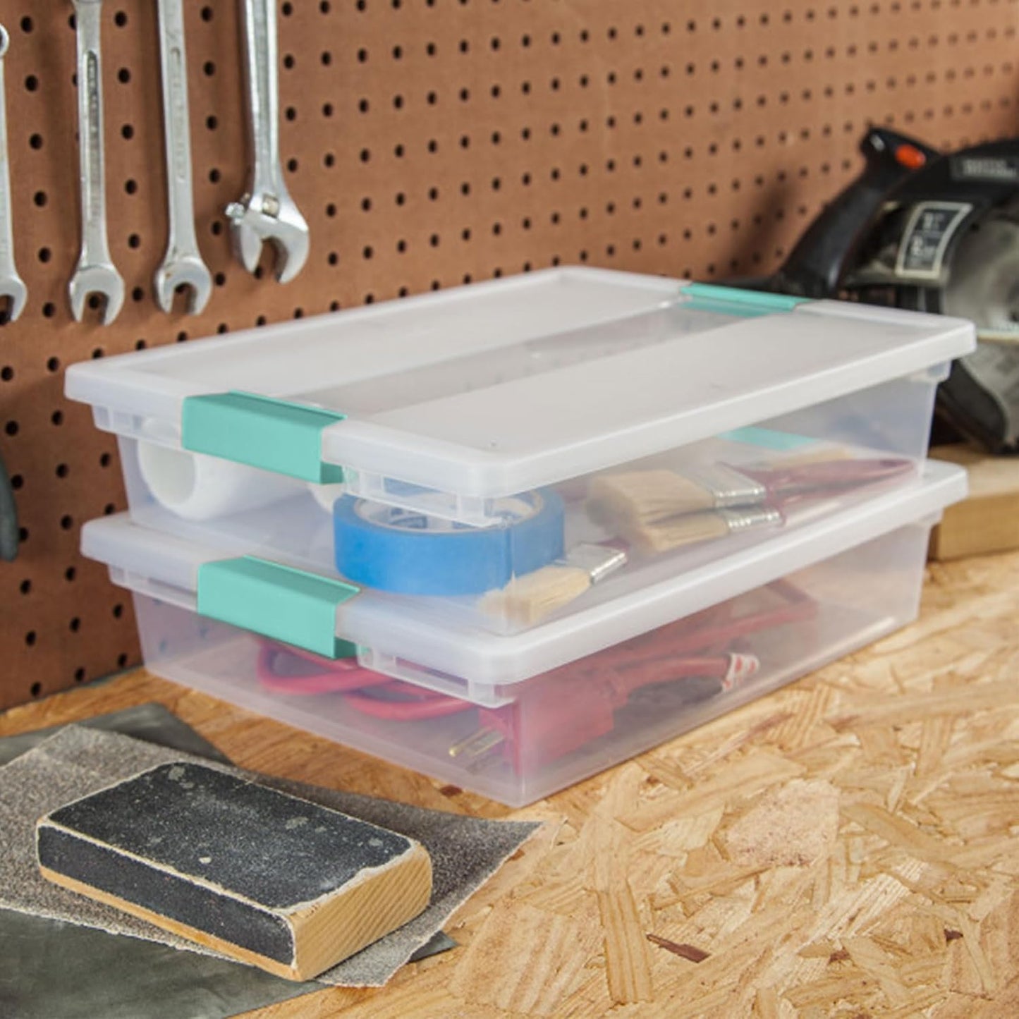 Sterilite Large Clip Box, Clear Storage Bin with Latching Lid, 6 Pack | Storage Containers with Latching Lids for Writing, Arts or Crafts Supplies - Home, Office, Classroom & Workshop Organization