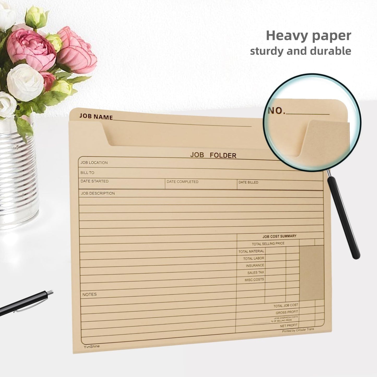 Preprinted Project Jackets, 3-Sided Closed Manila folders, Letter Size (Job Folder (50 Pack))