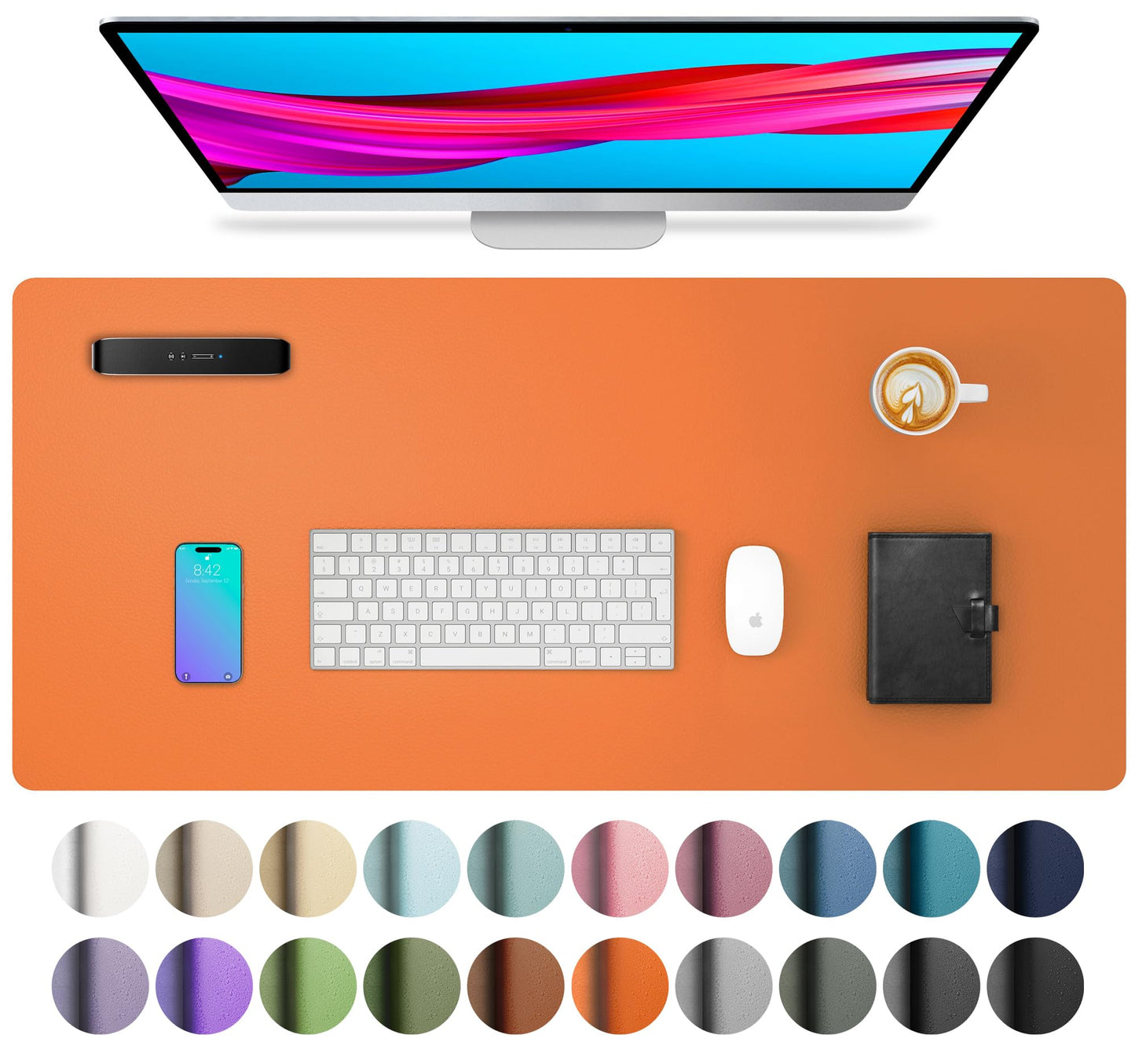 Aothia Leather Office Desk Pad Protector, Non-Slip PU Leather Desk Blotter, Waterproof Laptop Writing Mouse Pad for Office and Home, Black, 31.5" x 15.7"