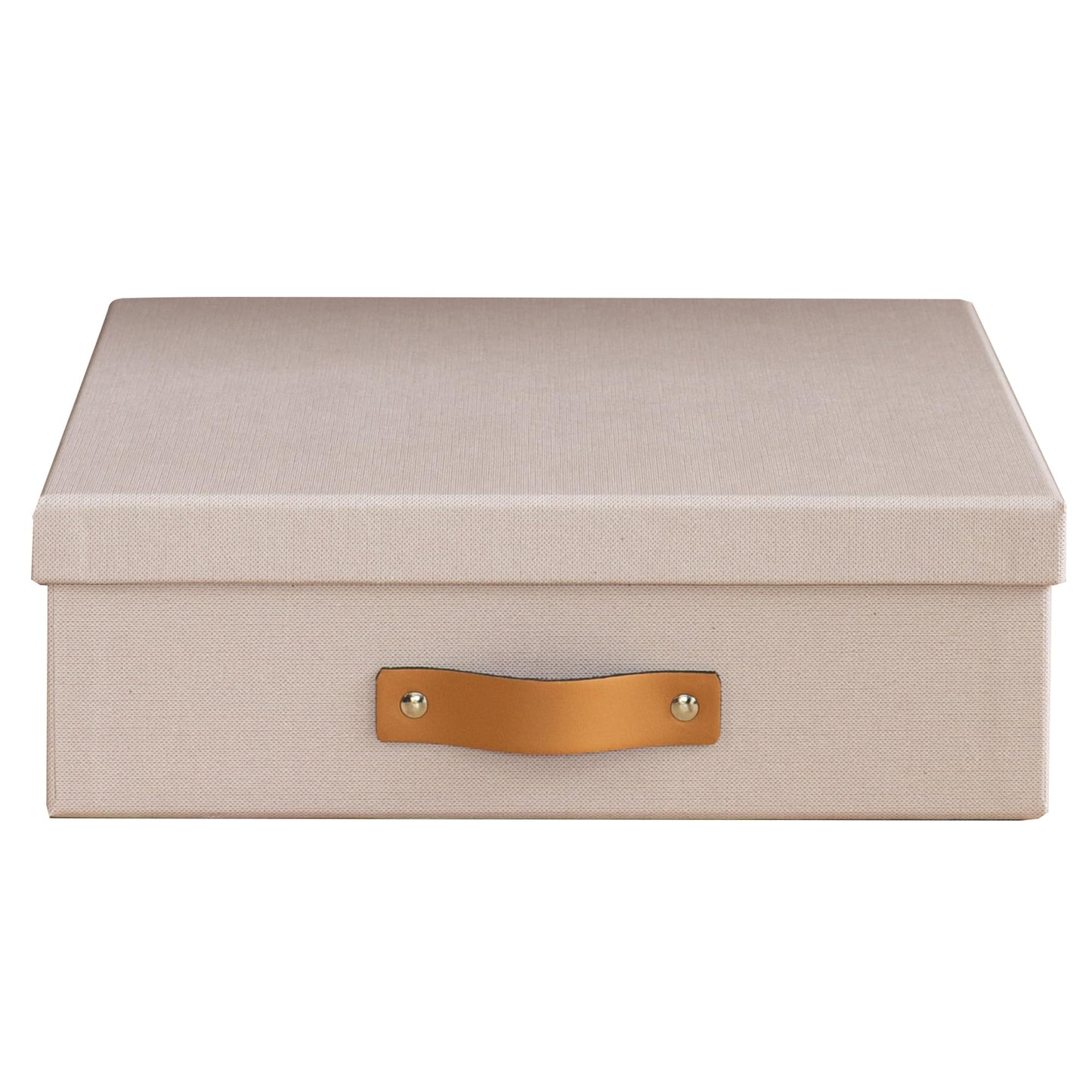 Bigso Oskar Fiberboard Label Frame Document Letter Box - File Organizer Box for Important Paperwork - Durable Document Storage with a Lid & Metal Label Window - 3.3 in x 10.2 in x 13.8 in - White