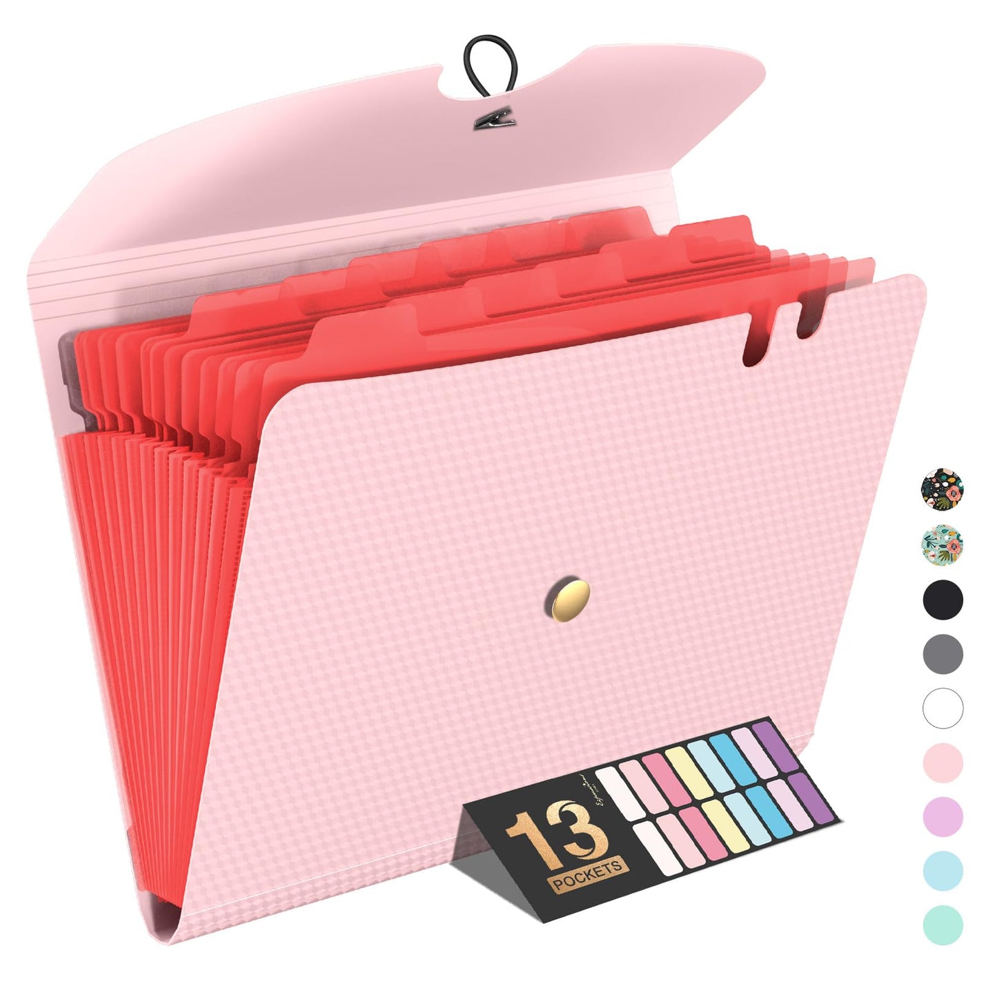 Sooez Expanding File Folders, 13 Pocket Accordion File Organizer, Letter/A4 | Monthly Expandable File Folder for Documents with Labels, Portable Bill Receipt Organizer for School Office Supplies
