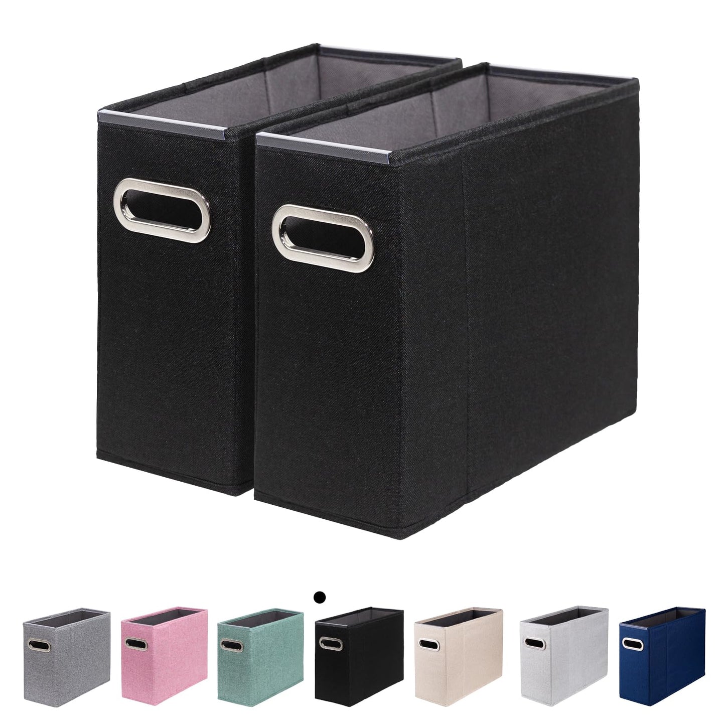 4 Packs Letter Size File Organizer, File Folders Organizer, Fabric Storage Box, Collapsible Paper Organizer with Metal Handle, Smooth PVC Rails, Only Box (Beige)