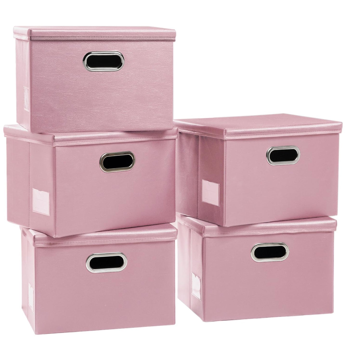 PRANDOM Large Collapsible Storage Bin with Lid [1-Pack] Leather Fabric Foldable Storage Box Organizer Containes Basket Cube with Cover for Home Bedroom Closet Office Nursery Black (17.7x11.8x11.8)