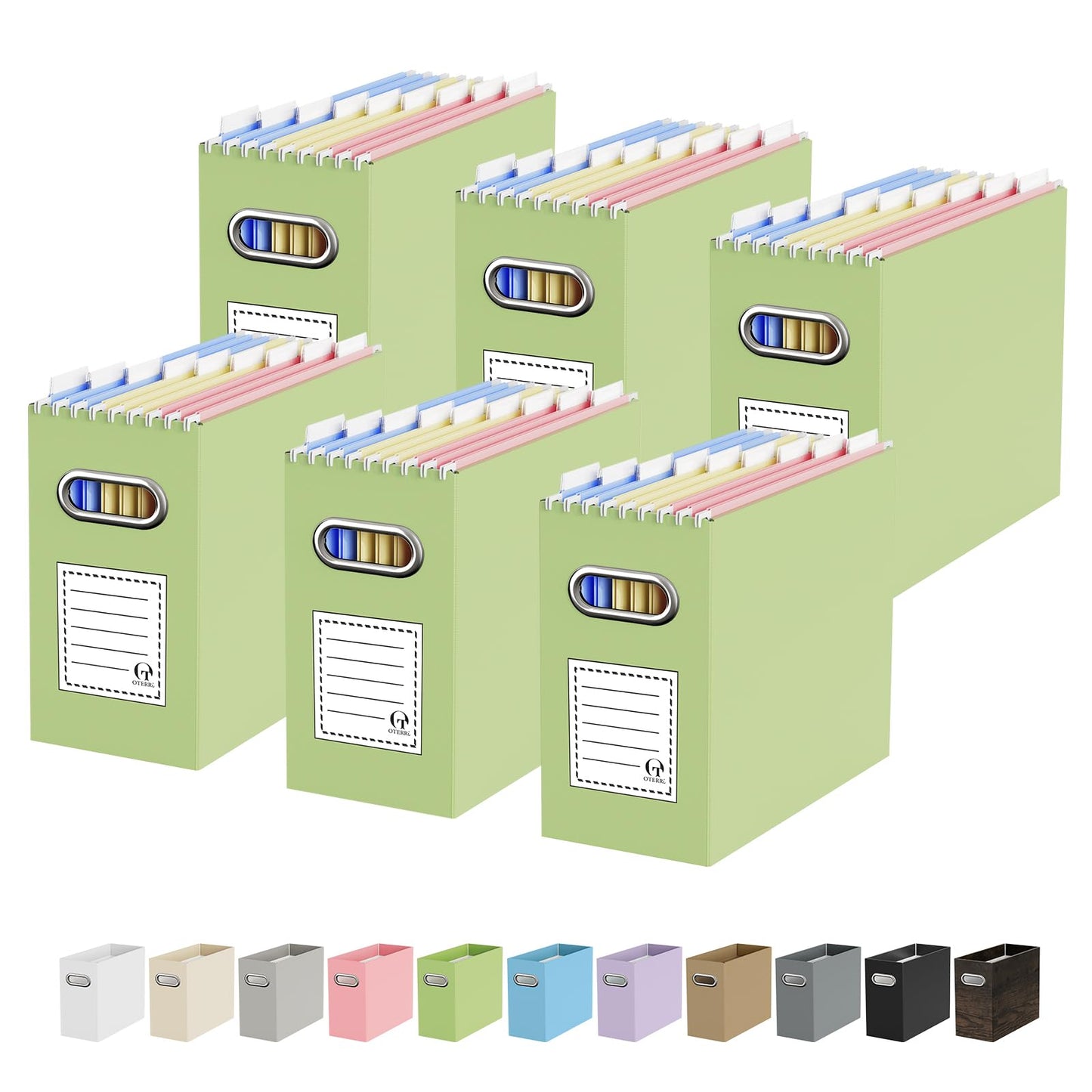 Portable Collapsible Cardboard File Box with Handle for Letter-Size | 4-Pack. Stainless Steel Handle. Label Stickers Included. Fits Letter Folders (Not Included). Home, Office, School, Dorm, Tax.