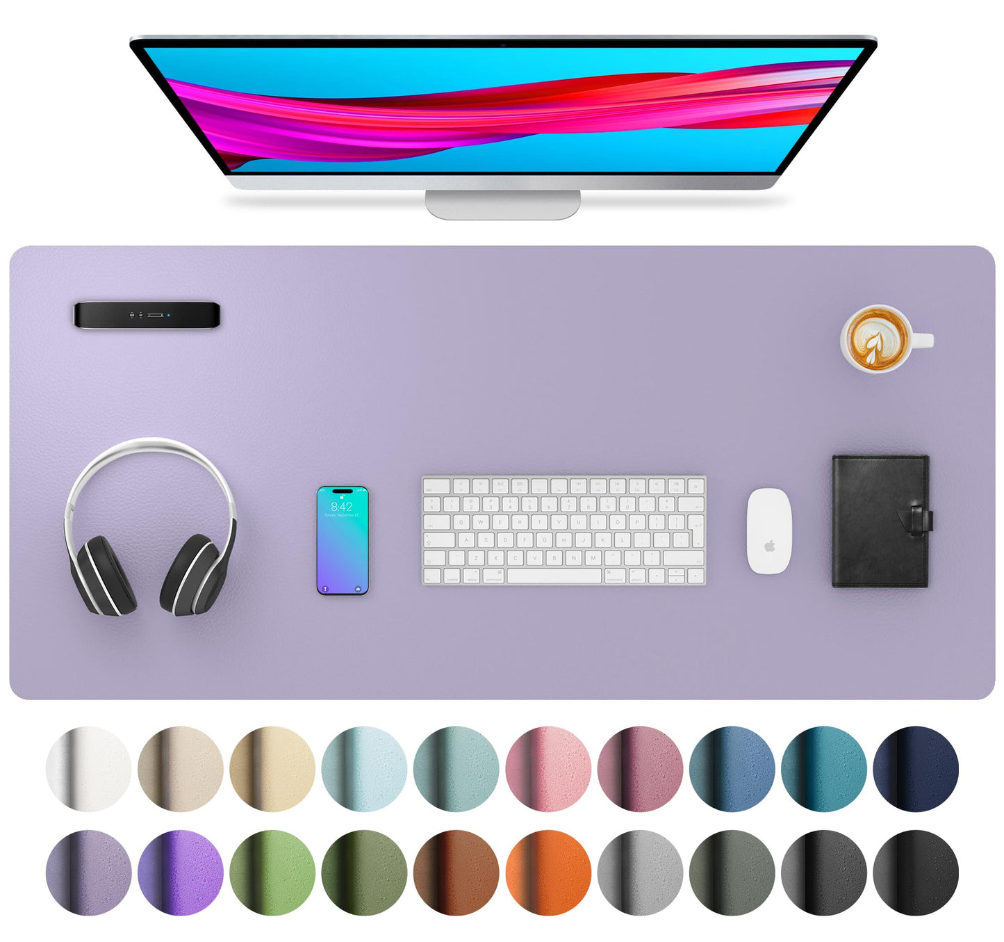 Aothia Leather Office Desk Pad Protector, Non-Slip PU Leather Desk Blotter, Waterproof Laptop Writing Mouse Pad for Office and Home, Black, 31.5" x 15.7"