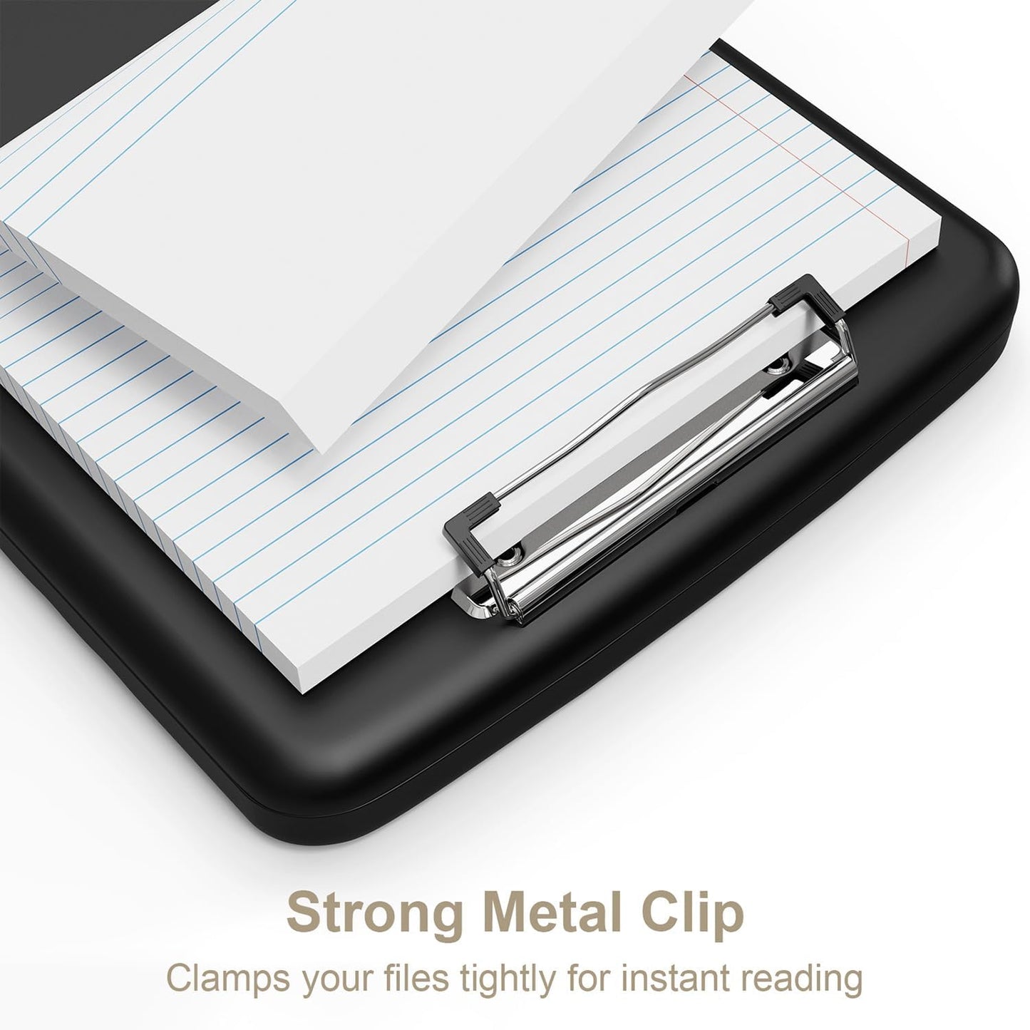 Piasoenc Clipboard with Storage, 8.5 x 11 Clip Board with Pen Holder, Black | High Capacity, Heavy Duty Plastic Organization Box for A4 Legal Paper Folder, Folio & Side-Opening Nurses, Teachers, Student