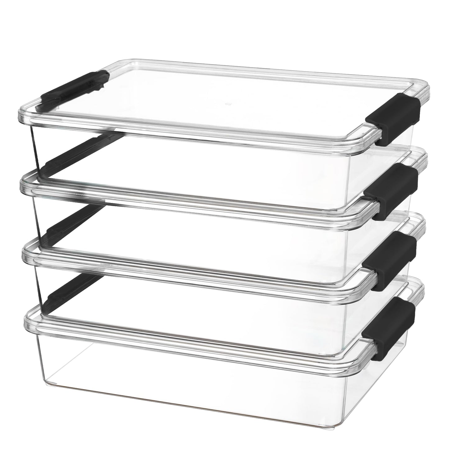 Vtopmart 4 Pack 6 Qt Plastic Storage Bins with Lids, Clear Sensory Bins | Stackable Containers for Organizing School & Office Supplies, Arts & Crafts Organizers and Storage for Home, Craft Room
