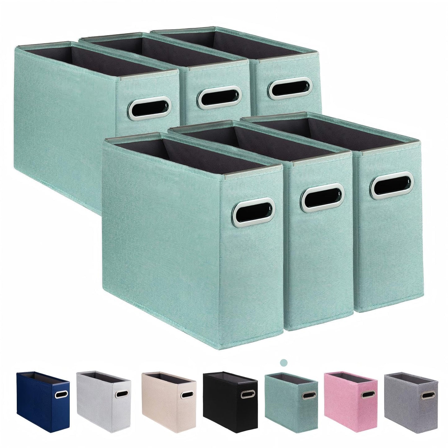 4 Pack Letter Size File Storage Box Collapsible, Fabric Hanging File Folders Organizer, Portable Office Document Holder with Metal Handle, Smooth PVC Rails, Beige