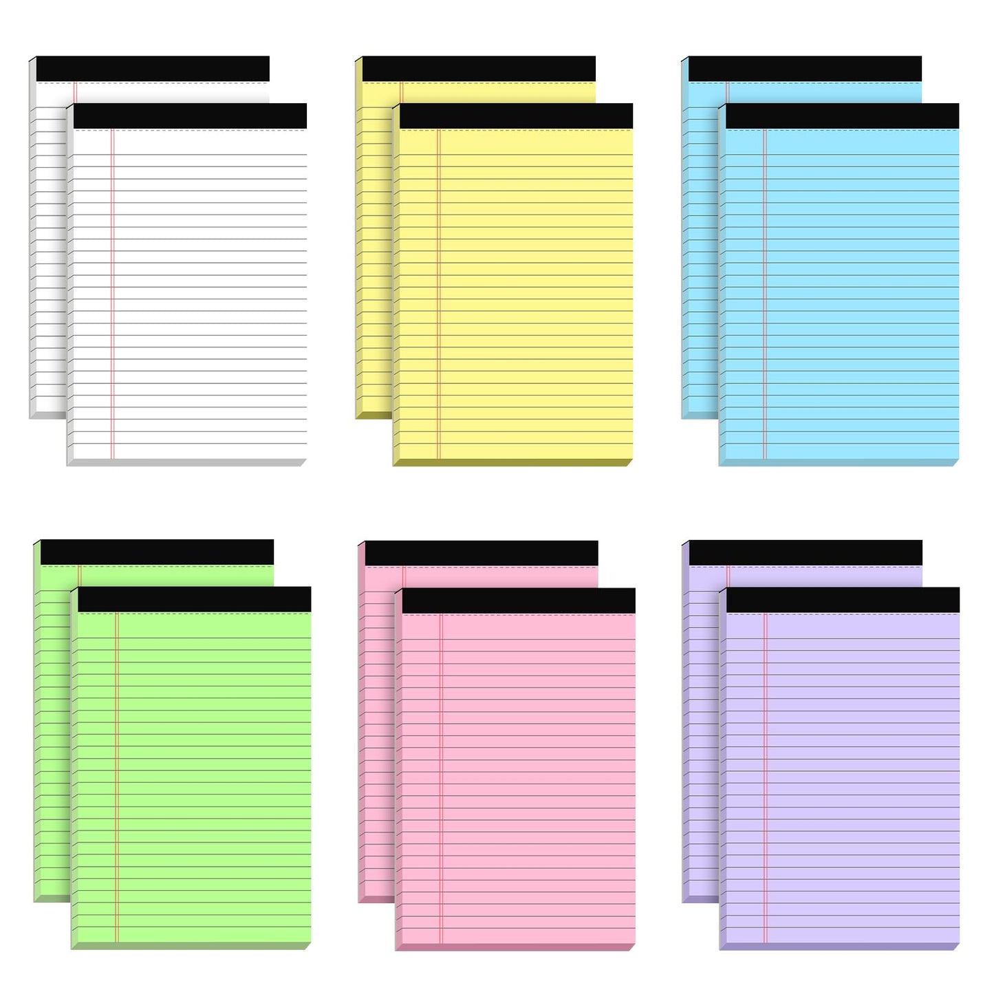 AILZFEI 5pcs Colored Note Pads 5x8 College Ruled Small Legal Pads Paper Notepads 5 Pack Study Back Writing Pads 5 x 8 Paper Pads Perforated Narrow Ruled Pads of Paper 30 Sheets/Pack