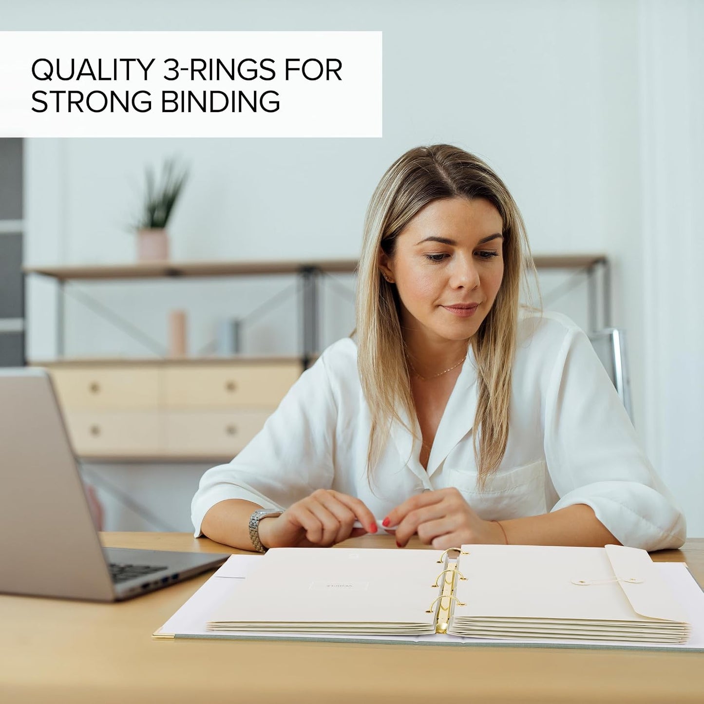 Important Document Organizer Set with Folders - Complete Linen Ring Binder Set Safely Stores All Documents & Files in One Place - Easy to Use Expanding Storage Incl. Envelopes, Pockets & Labels