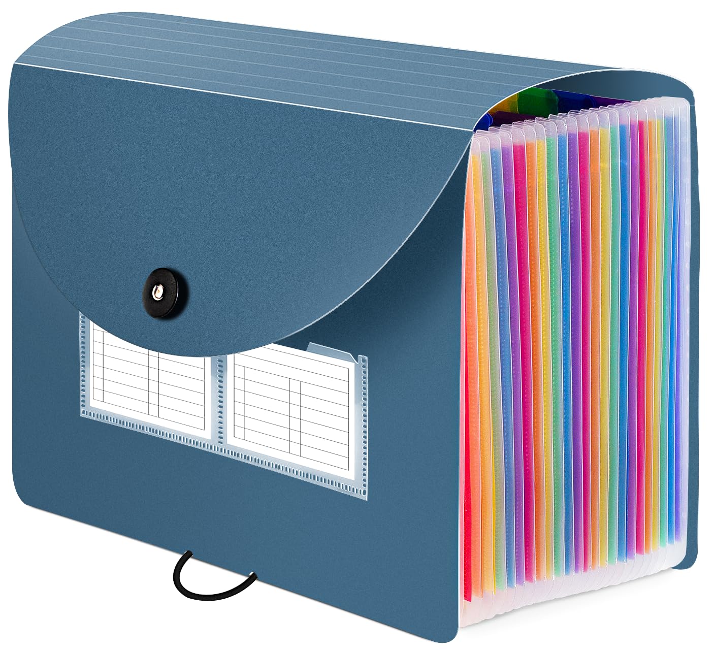 Sooez 24 Pockets Expanding File Folder, Accordion File Organizer, Letter/A4 | Expandable Cover, Desktop Accordion Folders Letter A4 Paper Document Storage Organizer, Black