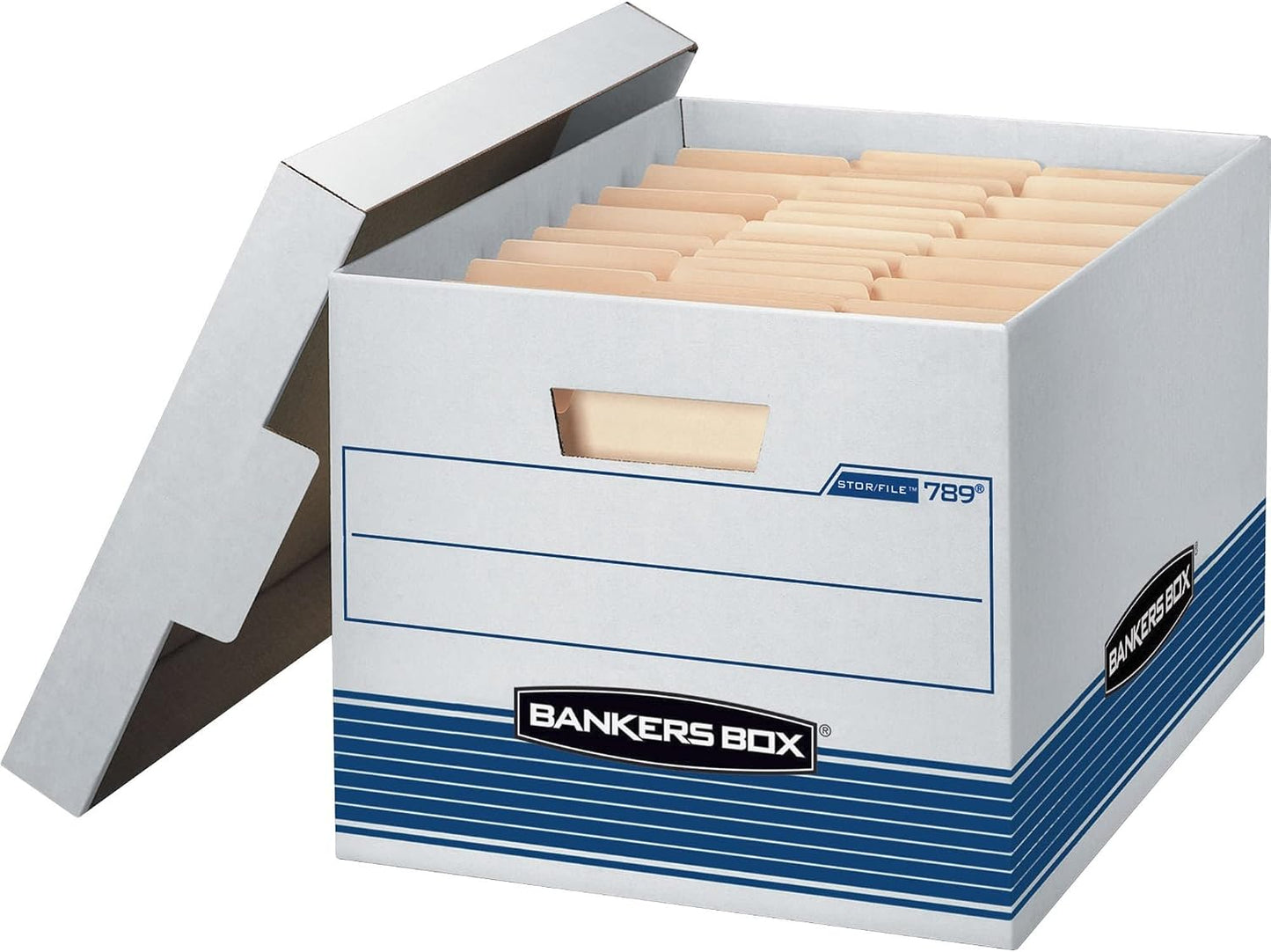 Bankers Box 4-Pack Medium-Duty File Storage Boxes, Letter/Legal, FastFold | Speed through filing with FastFold setup, sturdy stacking, reinforced handles, and dependable document protection.