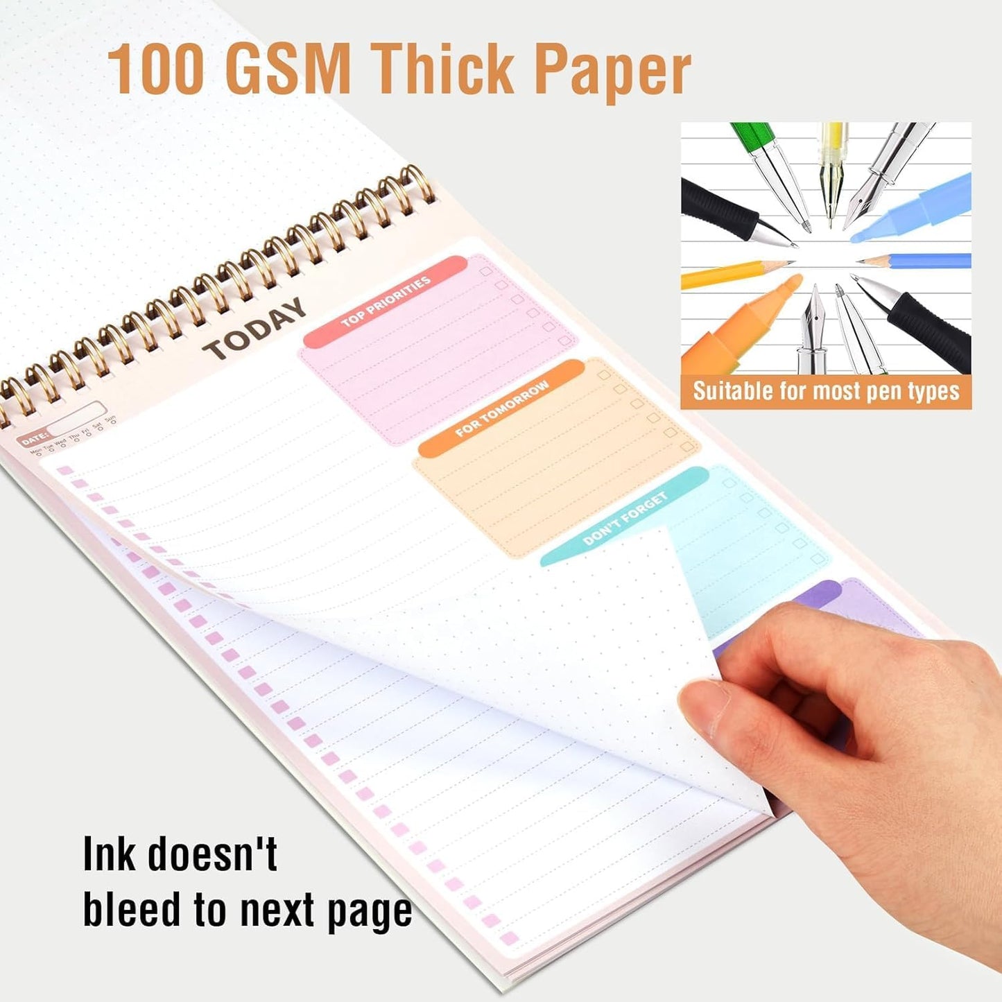 Forvencer To Do List Notepad (6.5 x9.8), To Do List Notebook for Work | Undated Daily Planner Organizer for Tasks Checklist & Goal Planning, To Do List Perfect for Office, School, Cute