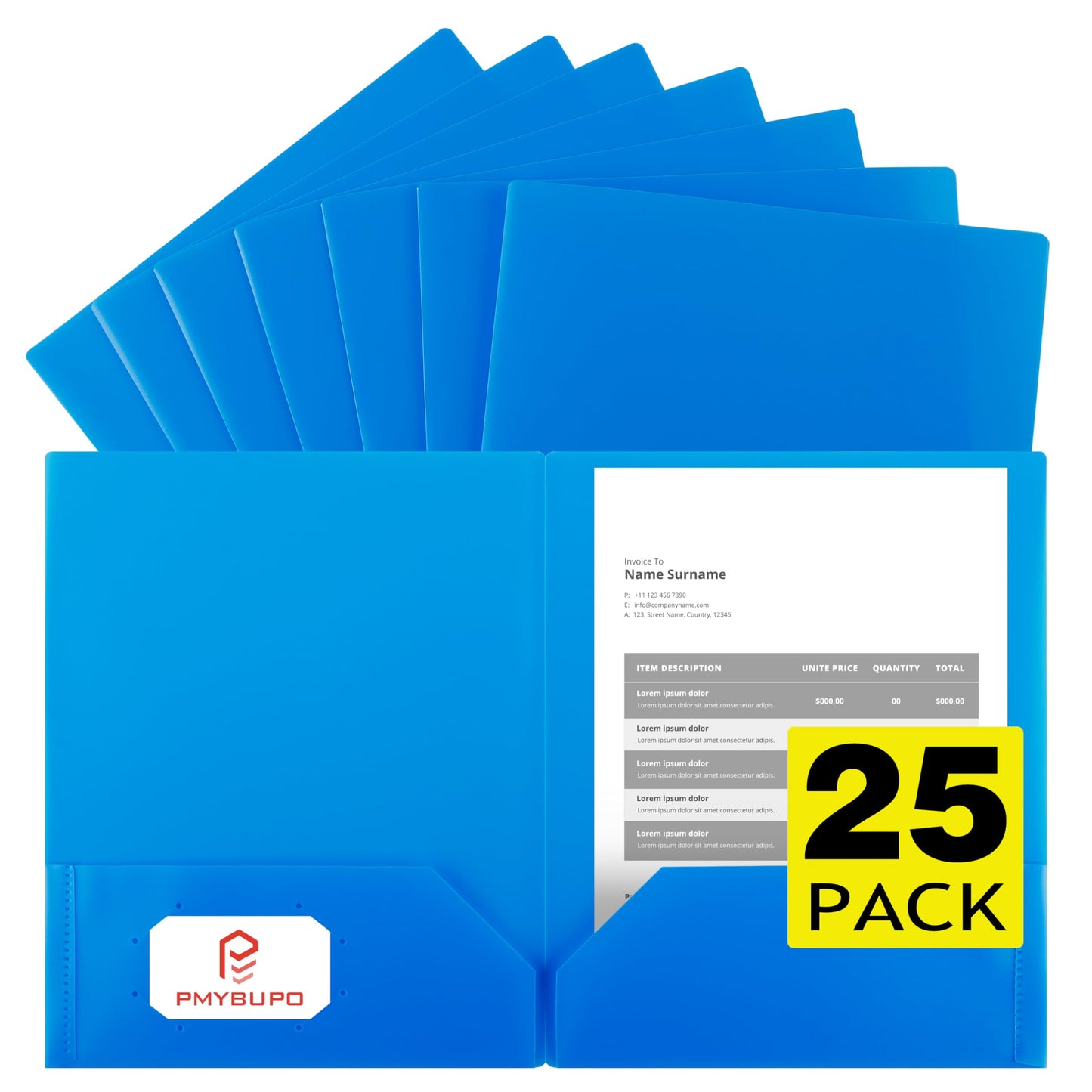 pmybupo 25 Pack Red 2 Pocket Folders Heavy-Duty Plastic Folders with Pockets,8.5x11 Document Folders for School and Office