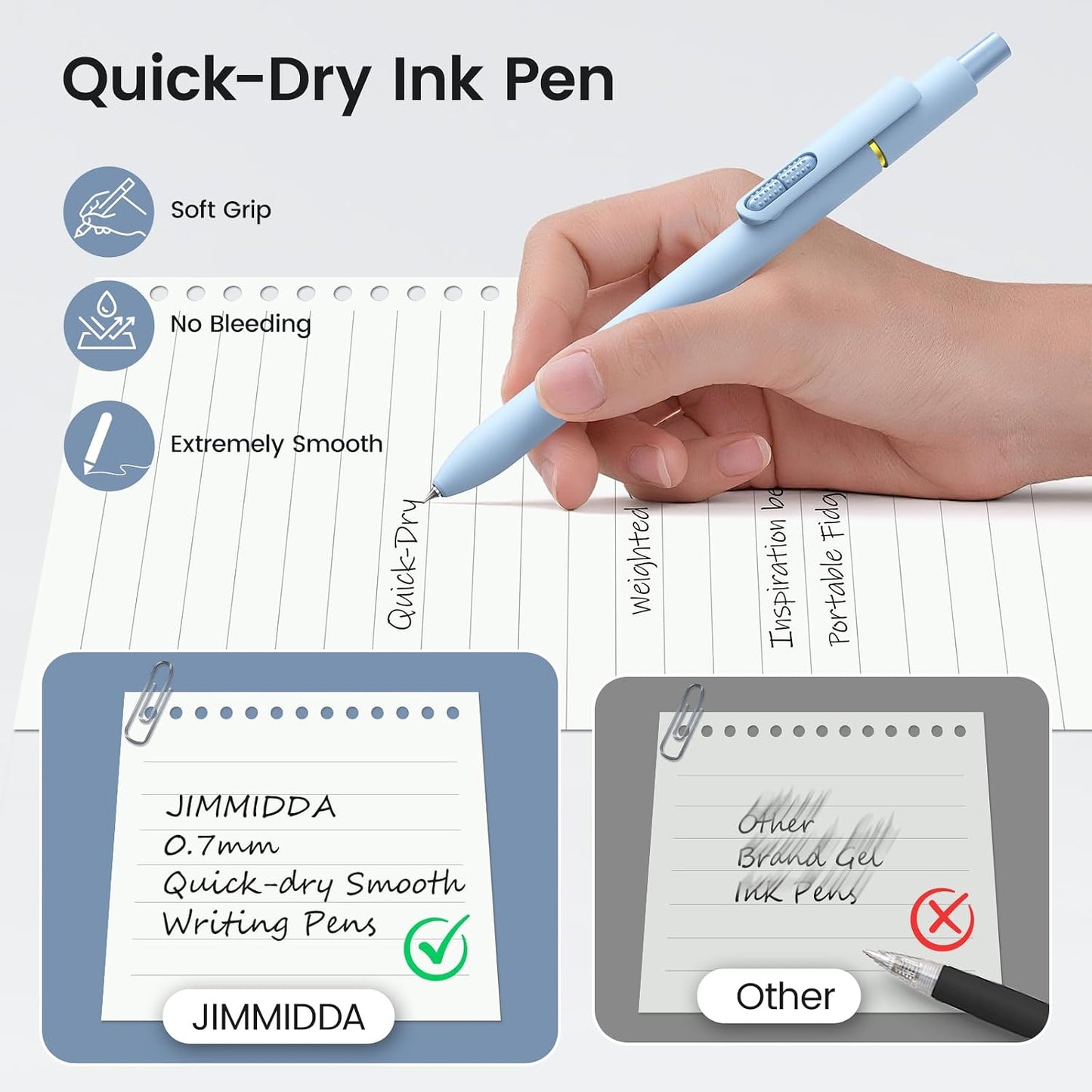 8 Pack Gel Pens, Black Ink Quick-Drying No Smudge with Fidget | 0.7mm Fine Point, Smooth Writing, Long-Lasting Ink, Stress Relief Pens for Journaling, School Office, Gift for Women Men