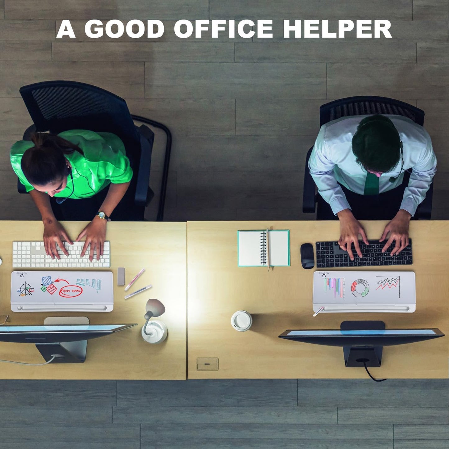 Small Desktop Whiteboard -Glass Dry Erase Board Computer Keyboard Stand White Board Surface Pad with Drawer, Desk Organizers with Accessories for Office, Home, School Supplies - White