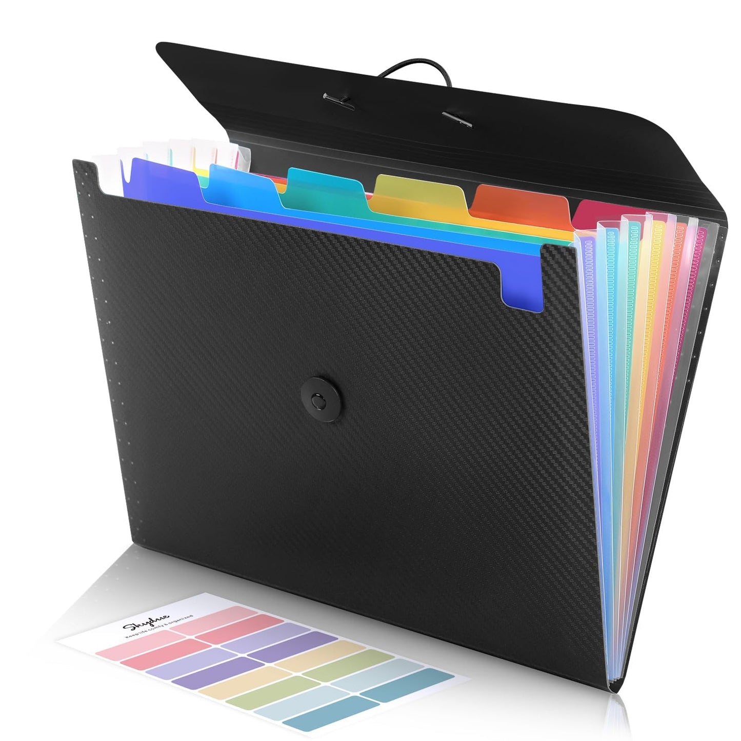 SKYDUE Accordion File Organizer, Expanding File Folder with 7 Pockets, Portable Receipt Paper Bill Document Organizer, Letter/A4 Size Filing Folder School Office Supplies, Black