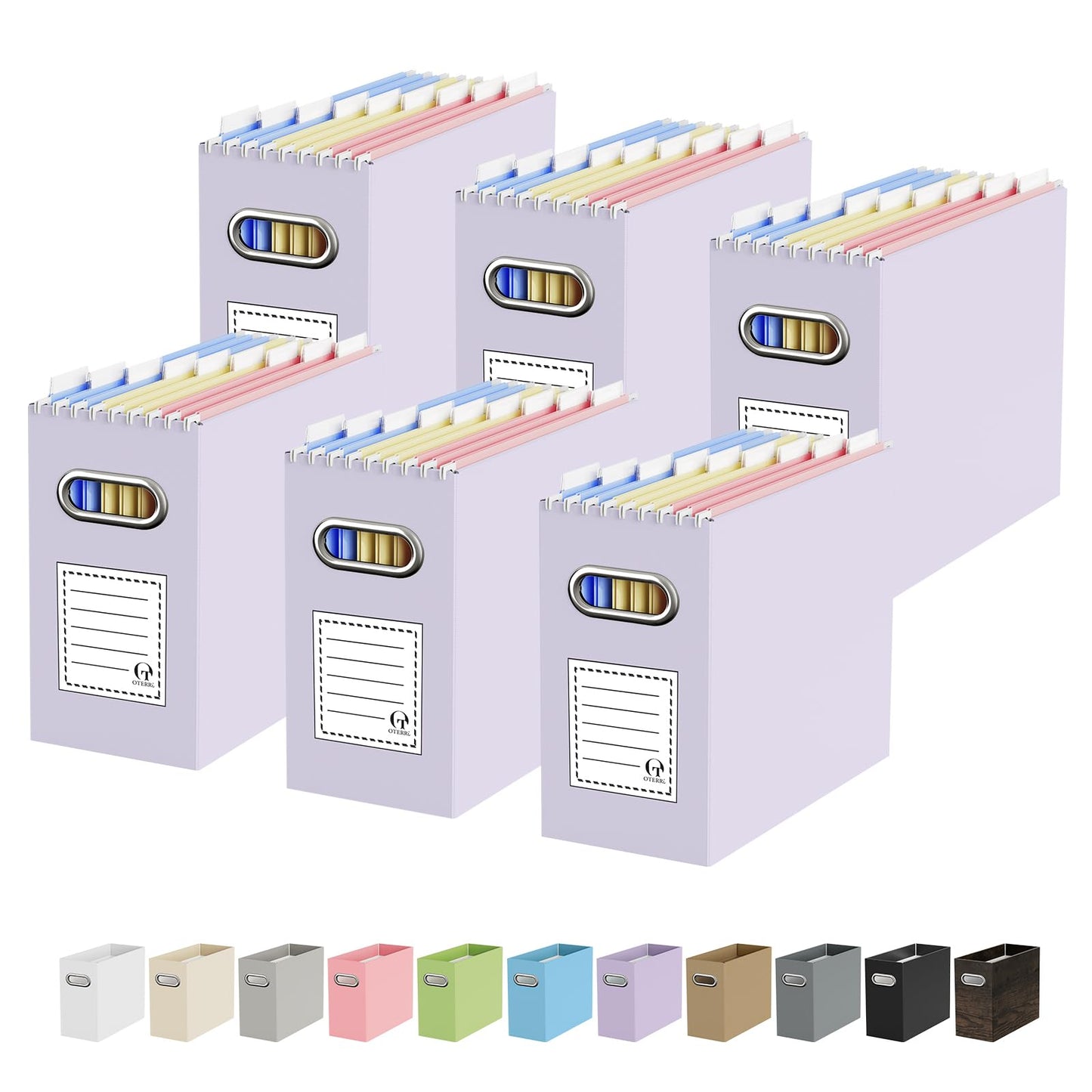 Portable Collapsible Cardboard File Box with Handle for Letter-Size | 4-Pack. Stainless Steel Handle. Label Stickers Included. Fits Letter Folders (Not Included). Home, Office, School, Dorm, Tax.