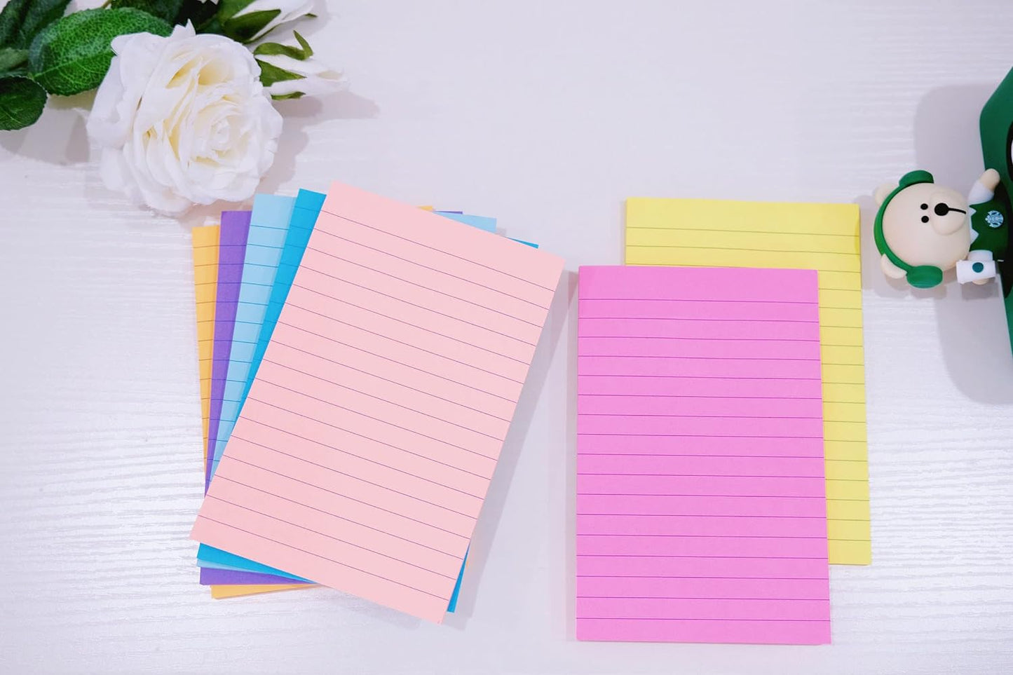 8-Pack Lined Sticky Notes 4x6 in, 8 Bright Colors, Self-Stick Note Pads, Super Sticky, 40 Sheets/Pad, for Office, Home & School