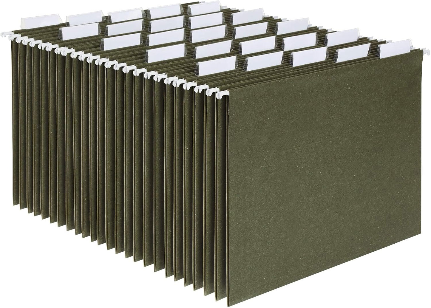 Pendaflex Recycled Hanging File Folders, 25 Pack, Green, Letter Size (8.5" x 11"), 5 Tab Positions, Includes Tabs and Inserts, Eco-Friendly Hanging Files for Office and Document Organization