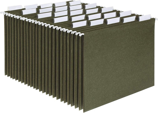 Pendaflex Recycled Hanging File Folders, 25 Pack, Green, Letter Size (8.5" x 11"), 5 Tab Positions, Includes Tabs and Inserts, Eco-Friendly Hanging Files for Office and Document Organization