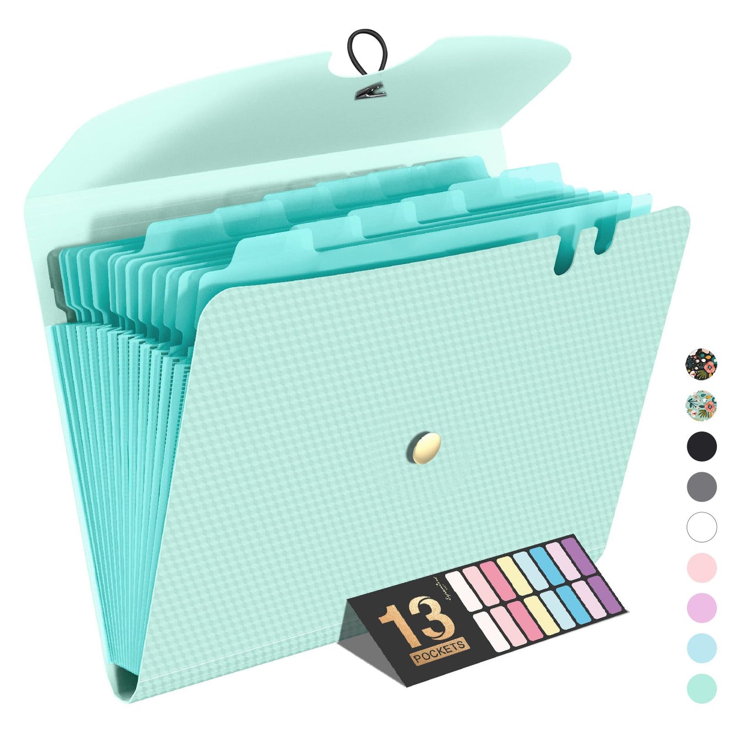 Sooez Expanding File Folders, 13 Pocket Accordion File Organizer, Letter/A4 | Monthly Expandable File Folder for Documents with Labels, Portable Bill Receipt Organizer for School Office Supplies
