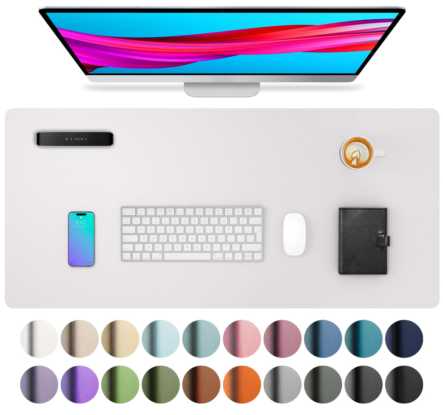 Aothia Leather Office Desk Pad Protector, Non-Slip PU Leather Desk Blotter, Waterproof Laptop Writing Mouse Pad for Office and Home, Black, 31.5" x 15.7"
