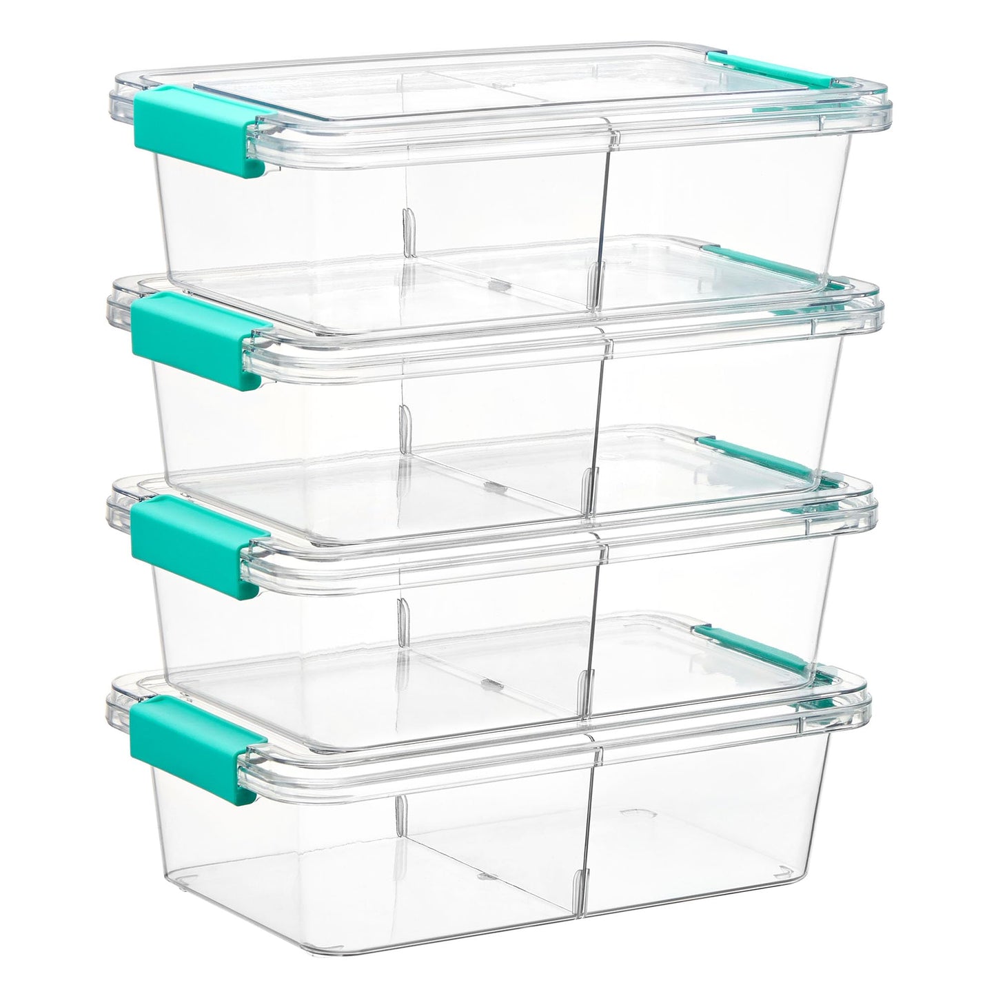 Vtopmart 4 Pack 6 Qt Plastic Storage Bins with Lids, Clear Sensory Bins | Stackable Containers for Organizing School & Office Supplies, Arts & Crafts Organizers and Storage for Home, Craft Room