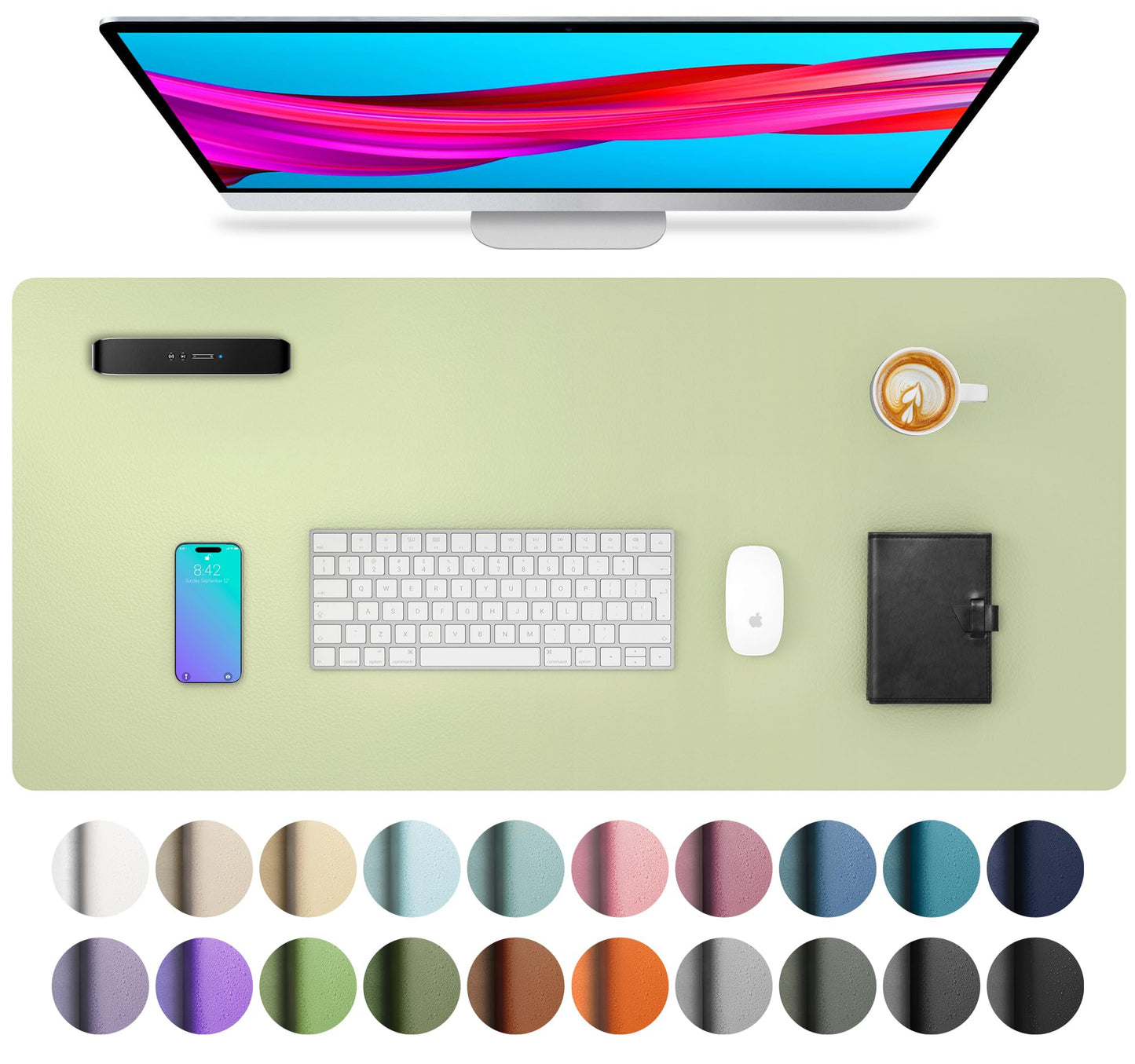 Aothia Leather Office Desk Pad Protector, Non-Slip PU Leather Desk Blotter, Waterproof Laptop Writing Mouse Pad for Office and Home, Black, 31.5" x 15.7"