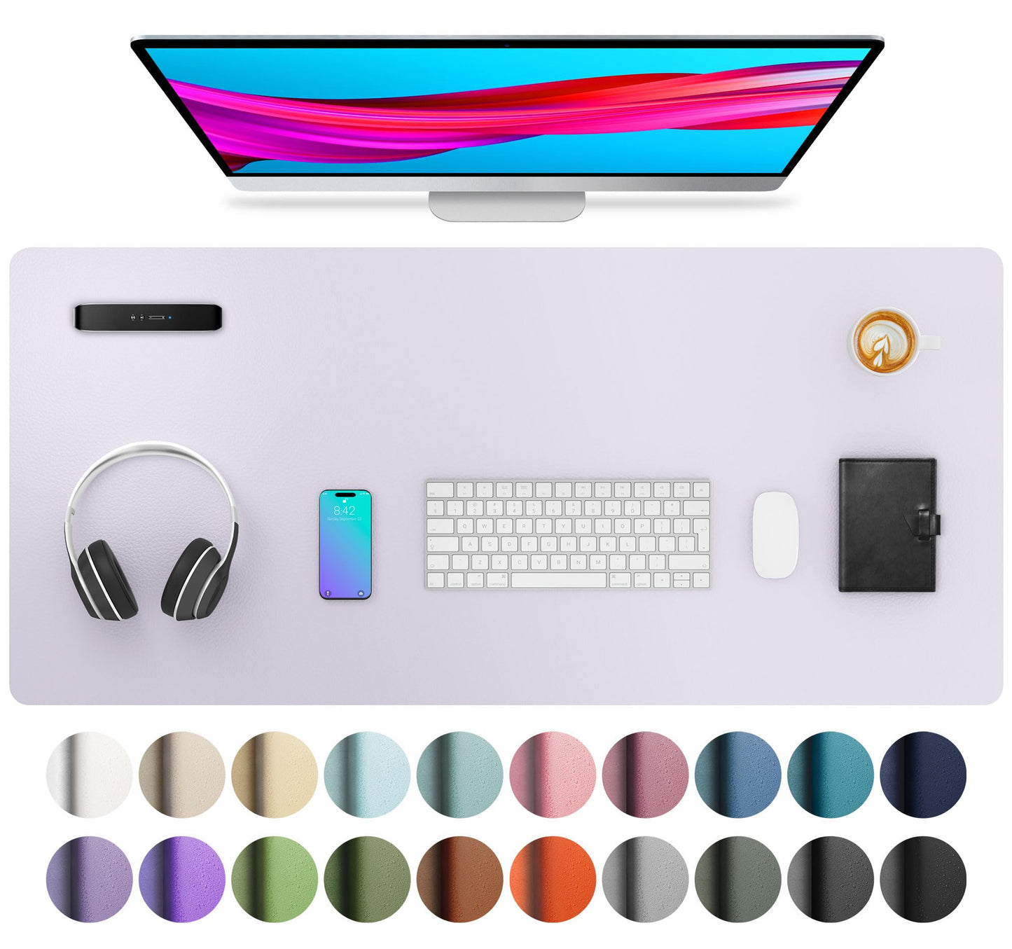 Aothia Leather Office Desk Pad Protector, Non-Slip PU Leather Desk Blotter, Waterproof Laptop Writing Mouse Pad for Office and Home, Black, 31.5" x 15.7"