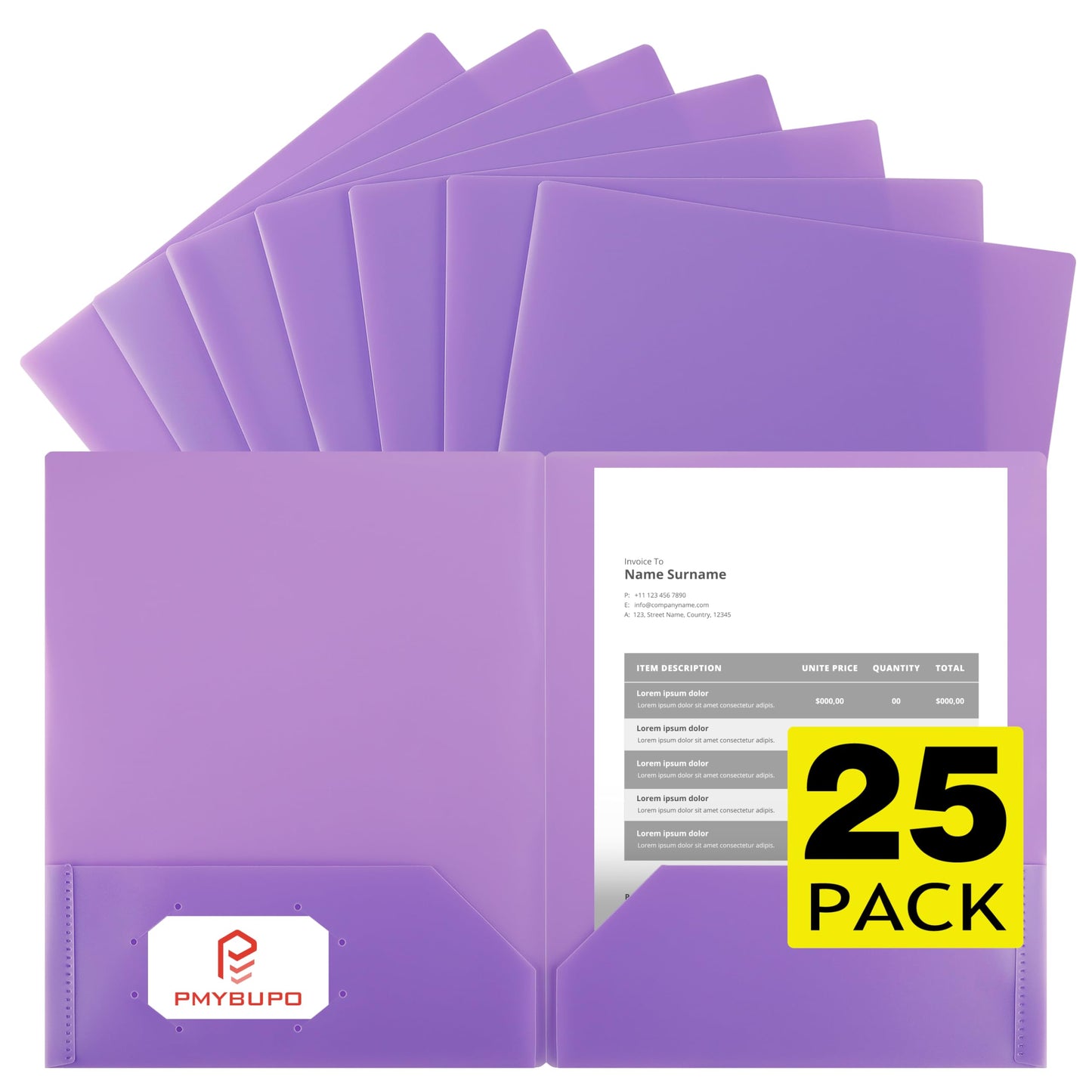 pmybupo 25 Pack Red 2 Pocket Folders Heavy-Duty Plastic Folders with Pockets,8.5x11 Document Folders for School and Office