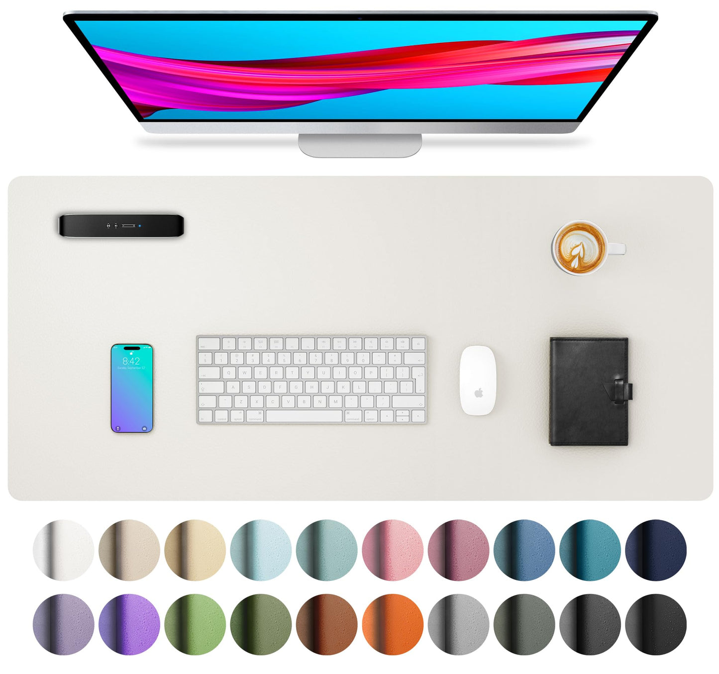 Aothia Leather Office Desk Pad Protector, Non-Slip PU Leather Desk Blotter, Waterproof Laptop Writing Mouse Pad for Office and Home, Black, 31.5" x 15.7"