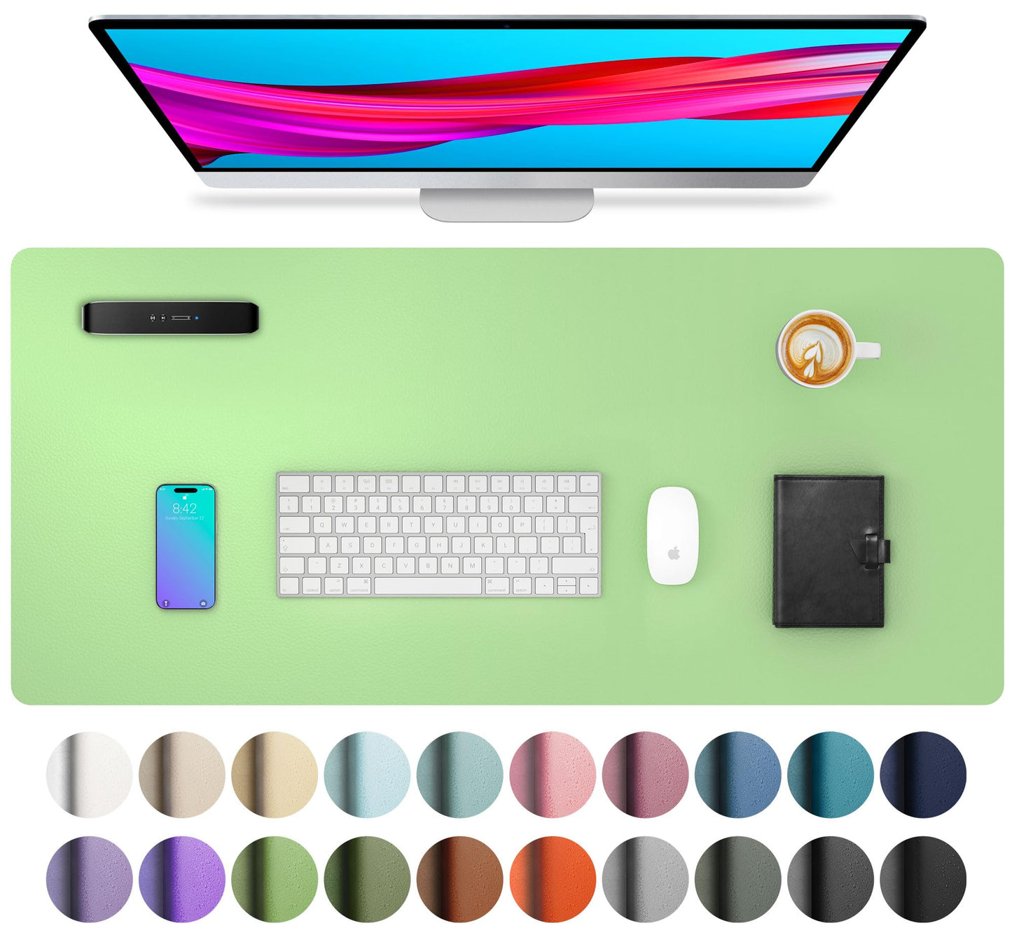Aothia Leather Office Desk Pad Protector, Non-Slip PU Leather Desk Blotter, Waterproof Laptop Writing Mouse Pad for Office and Home, Black, 31.5" x 15.7"