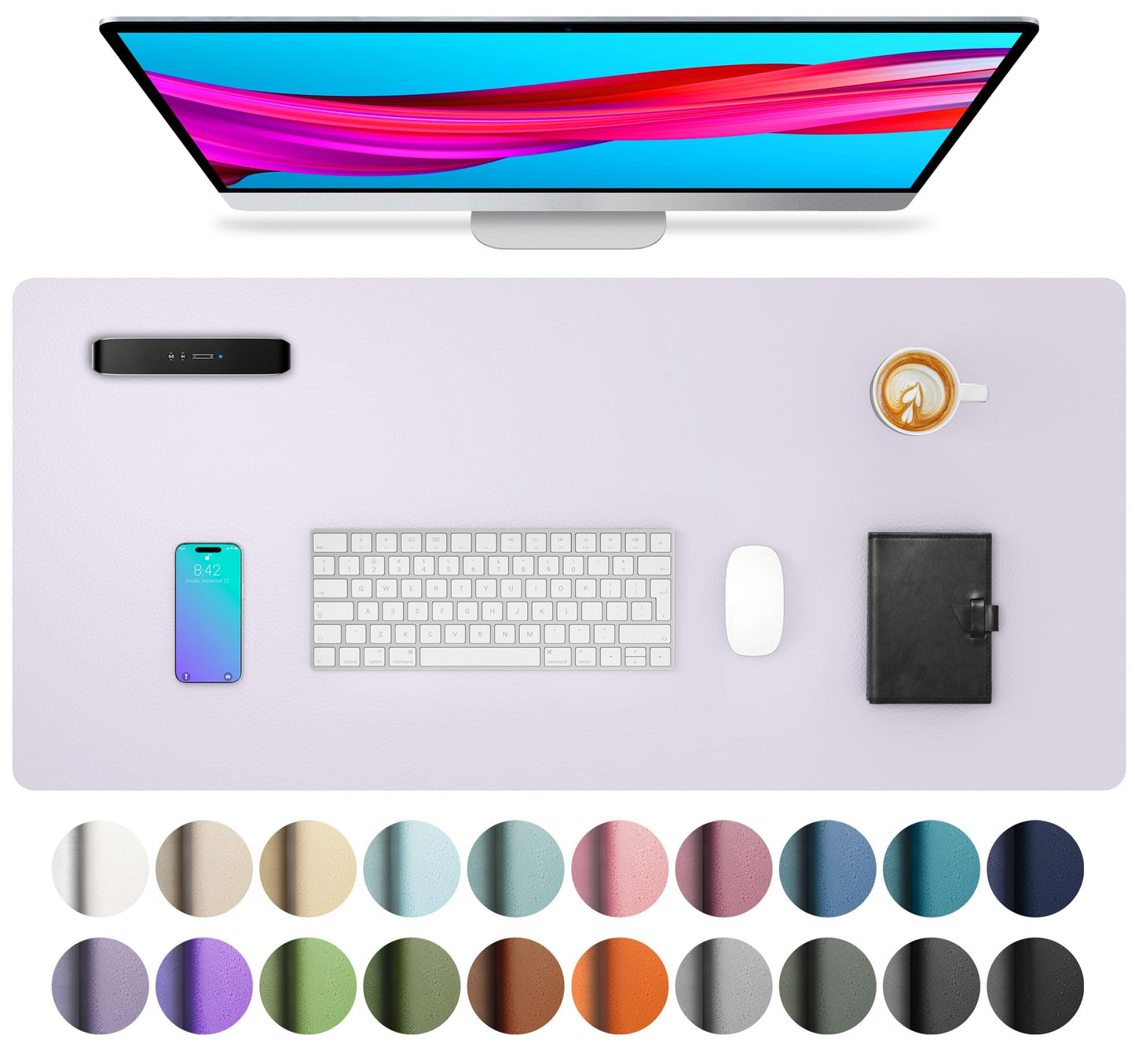 Aothia Leather Office Desk Pad Protector, Non-Slip PU Leather Desk Blotter, Waterproof Laptop Writing Mouse Pad for Office and Home, Black, 31.5" x 15.7"