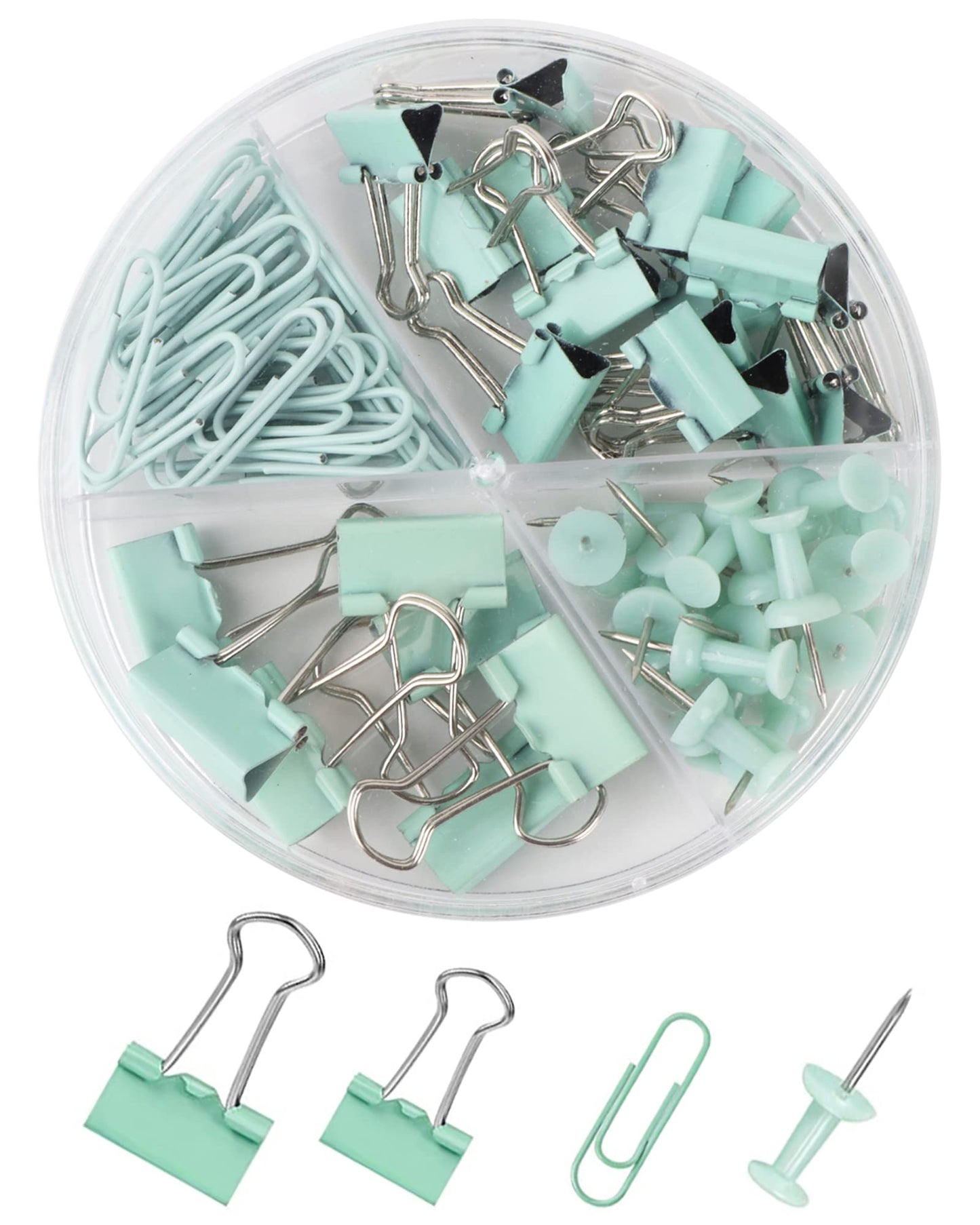 Paper Clips Binder Push Pin Set, Assorted Sized Binder Clips | Cute Office Supplies, Aesthetic Desk Accessories Teachers Desk Must Have, Paper Clips and Binder Clips Set, Gold, 1 Pack