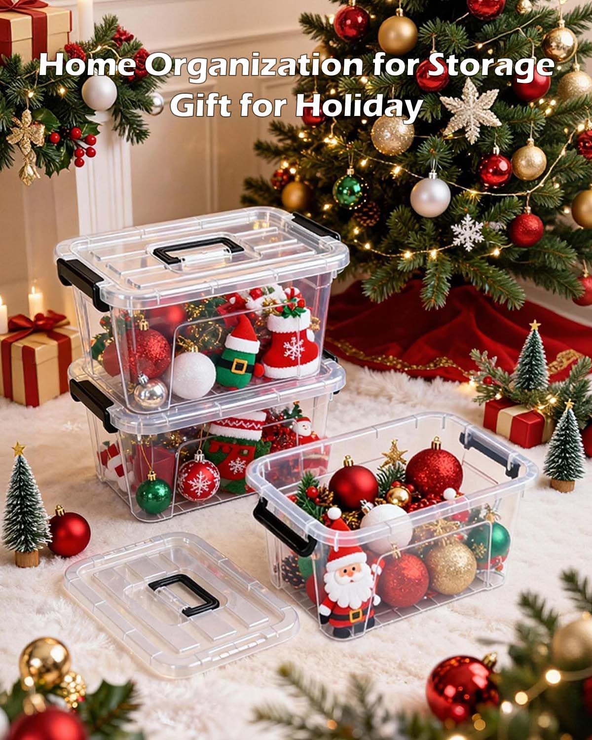 NUMIFUN 7Qt Clear Plastic Storage Bins with Lids,Transparent Design,6 Pack | Stackable organizing totes with buckle latches & handles.Dust-proof clear design for home,office & pantry space saving