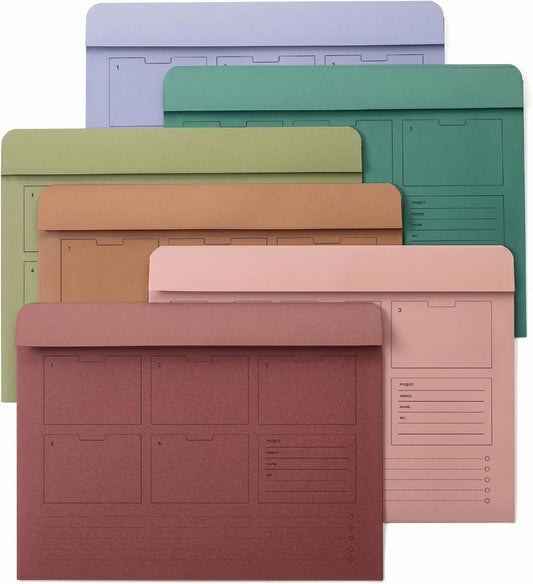 Mr. Pen- Paper Pocket File Folder, 6 Pack, Assorted Colors, Letter Size | File Jacket Flat Folder, For School, Office, Buisness Home