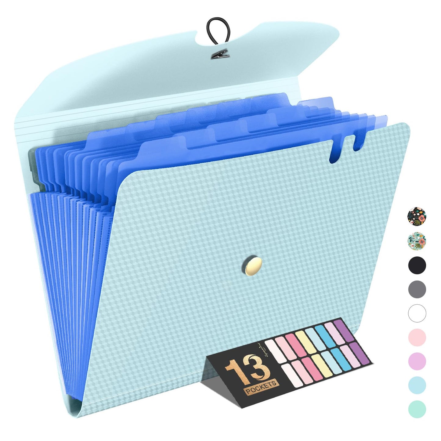 Sooez Expanding File Folders, 13 Pocket Accordion File Organizer, Letter/A4 | Monthly Expandable File Folder for Documents with Labels, Portable Bill Receipt Organizer for School Office Supplies