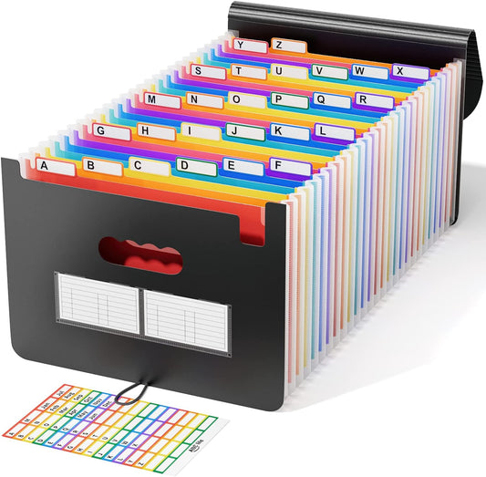 ABC life 26 Pockets Accordion File Organizer, Expanding File Folders | for Letter/A4 Size, File Organizer with A-Z Tabs for Bill Tax Receipt, File Folders for School, Home, Office Organization