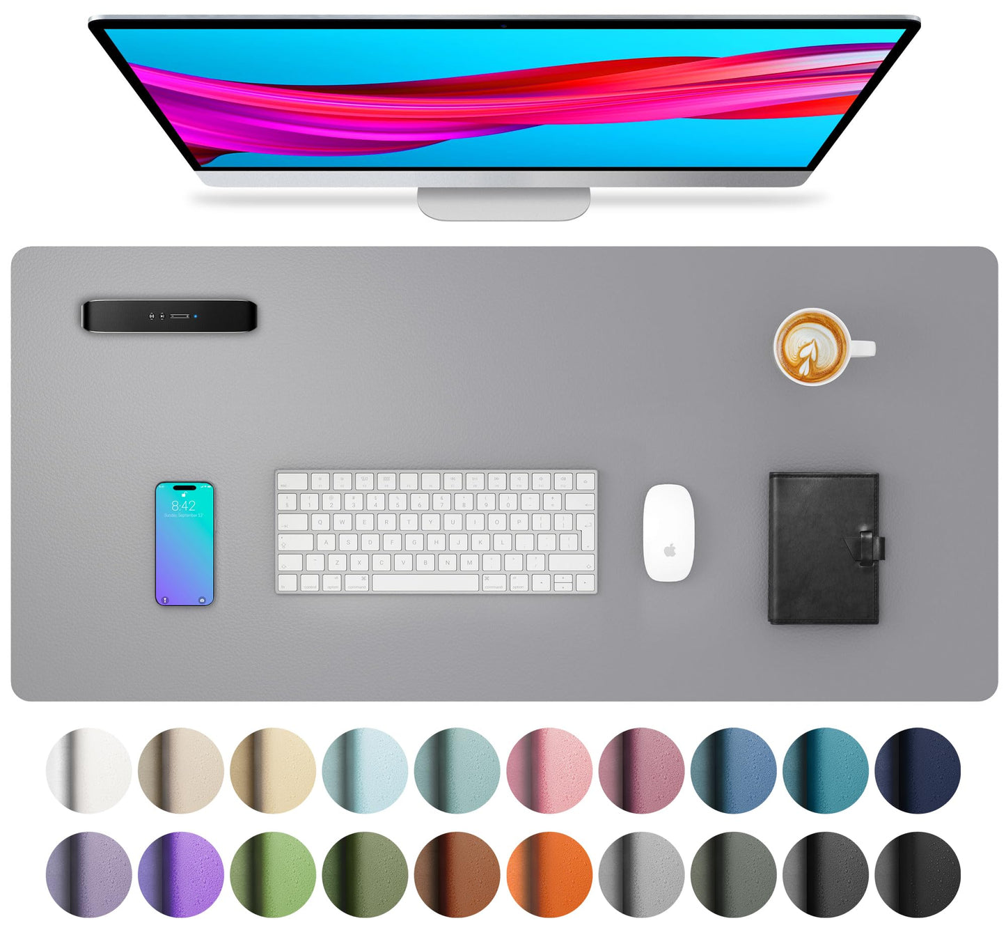 Aothia Leather Office Desk Pad Protector, Non-Slip PU Leather Desk Blotter, Waterproof Laptop Writing Mouse Pad for Office and Home, Black, 31.5" x 15.7"