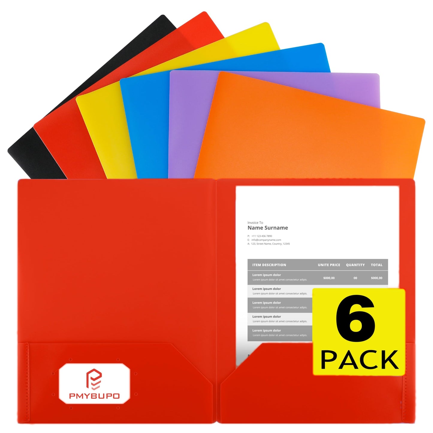 pmybupo 25 Pack Red 2 Pocket Folders Heavy-Duty Plastic Folders with Pockets,8.5x11 Document Folders for School and Office