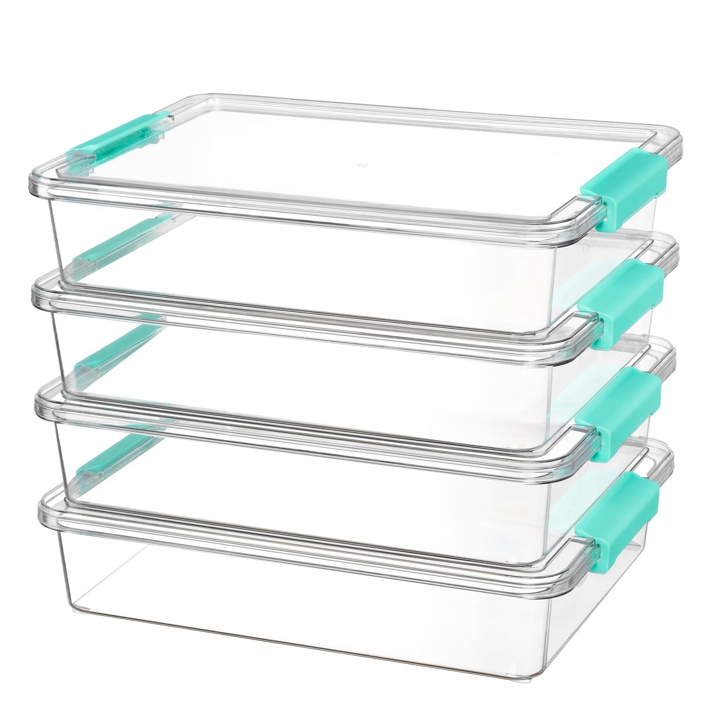 Vtopmart 4 Pack 6 Qt Plastic Storage Bins with Lids, Clear Sensory Bins | Stackable Containers for Organizing School & Office Supplies, Arts & Crafts Organizers and Storage for Home, Craft Room