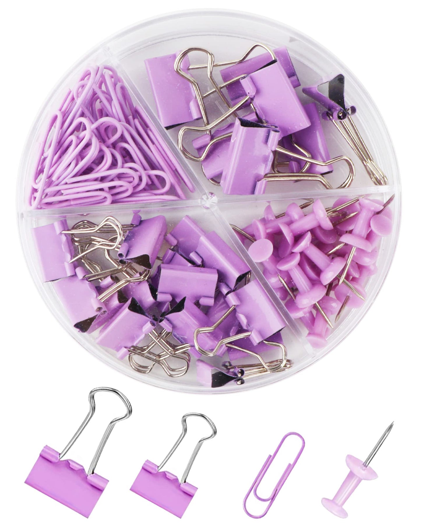 Paper Clips Binder Push Pin Set, Assorted Sized Binder Clips | Cute Office Supplies, Aesthetic Desk Accessories Teachers Desk Must Have, Paper Clips and Binder Clips Set, Gold, 1 Pack