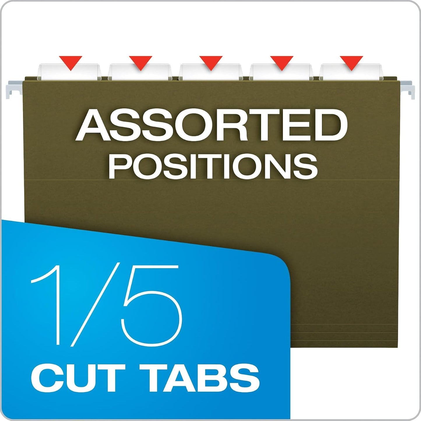 Pendaflex Recycled Hanging File Folders, 25 Pack, Green, Letter Size (8.5" x 11"), 5 Tab Positions, Includes Tabs and Inserts, Eco-Friendly Hanging Files for Office and Document Organization