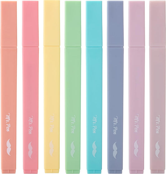 Mr. Pen- Aesthetic Highlighters No Bleed, 8 Pack, Candy Colors | Chisel Tip, Cute Highlighters Assorted Colors for Journaling, Highlighting, Underlining, Fast Dry, Back to School Supplies